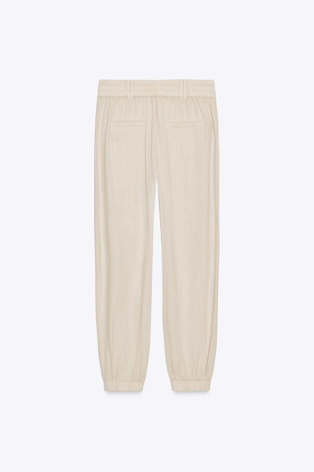 LINEN BLEND JOGGER TROUSERS - Zara фото 6