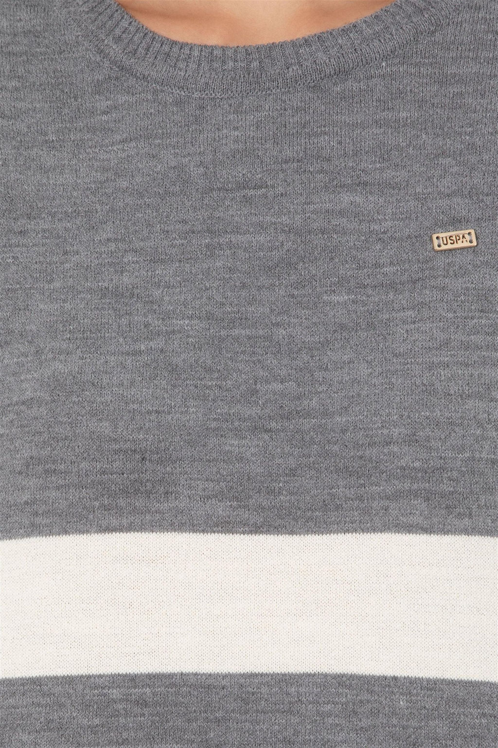 Женский серый меланжевый свитер с круглым вырезом Неожиданная скидка в корзине - U.s. polo assn фото 6