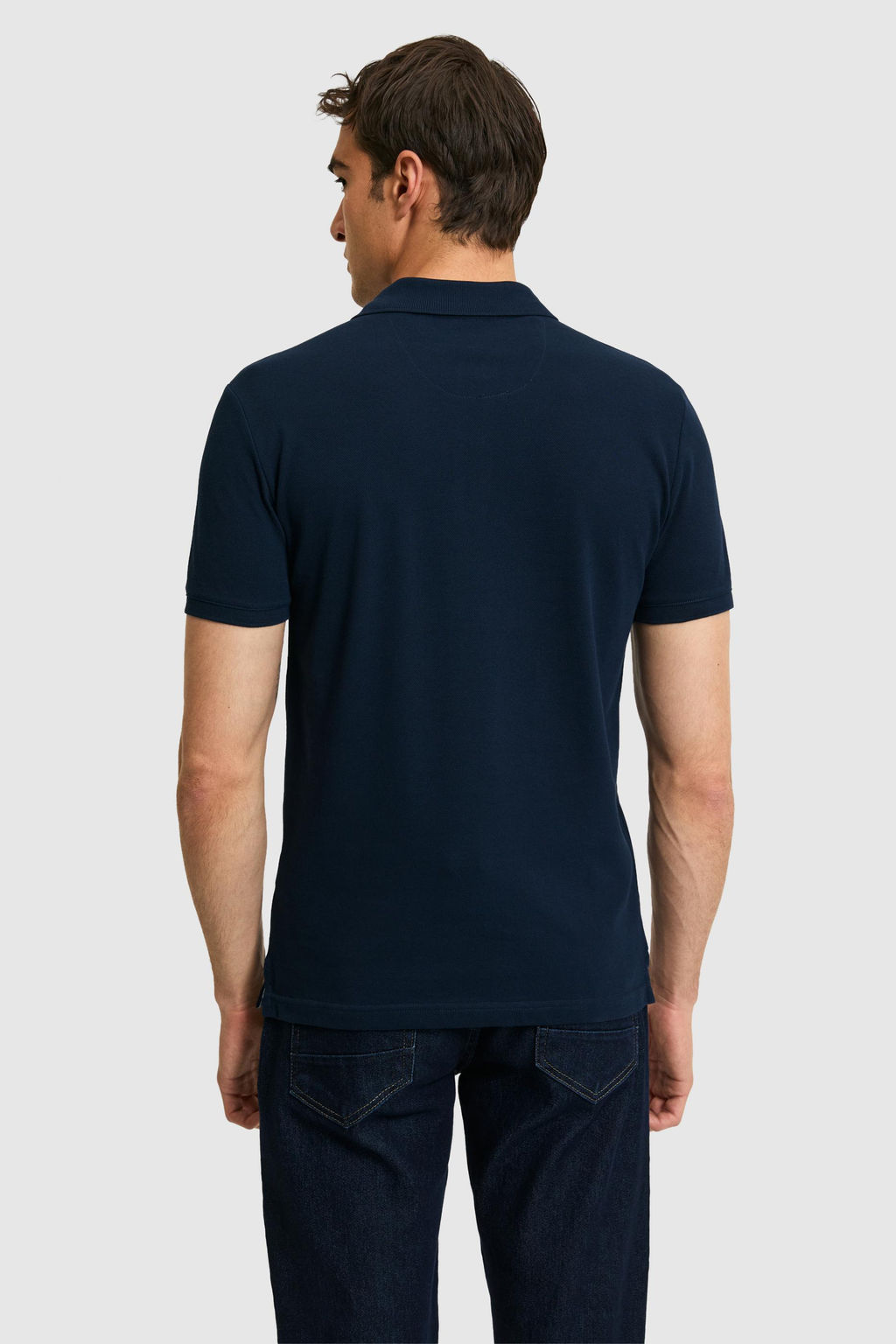 Erkek Slim Fit Polo Yaka Lacivert Basic Ti__rt