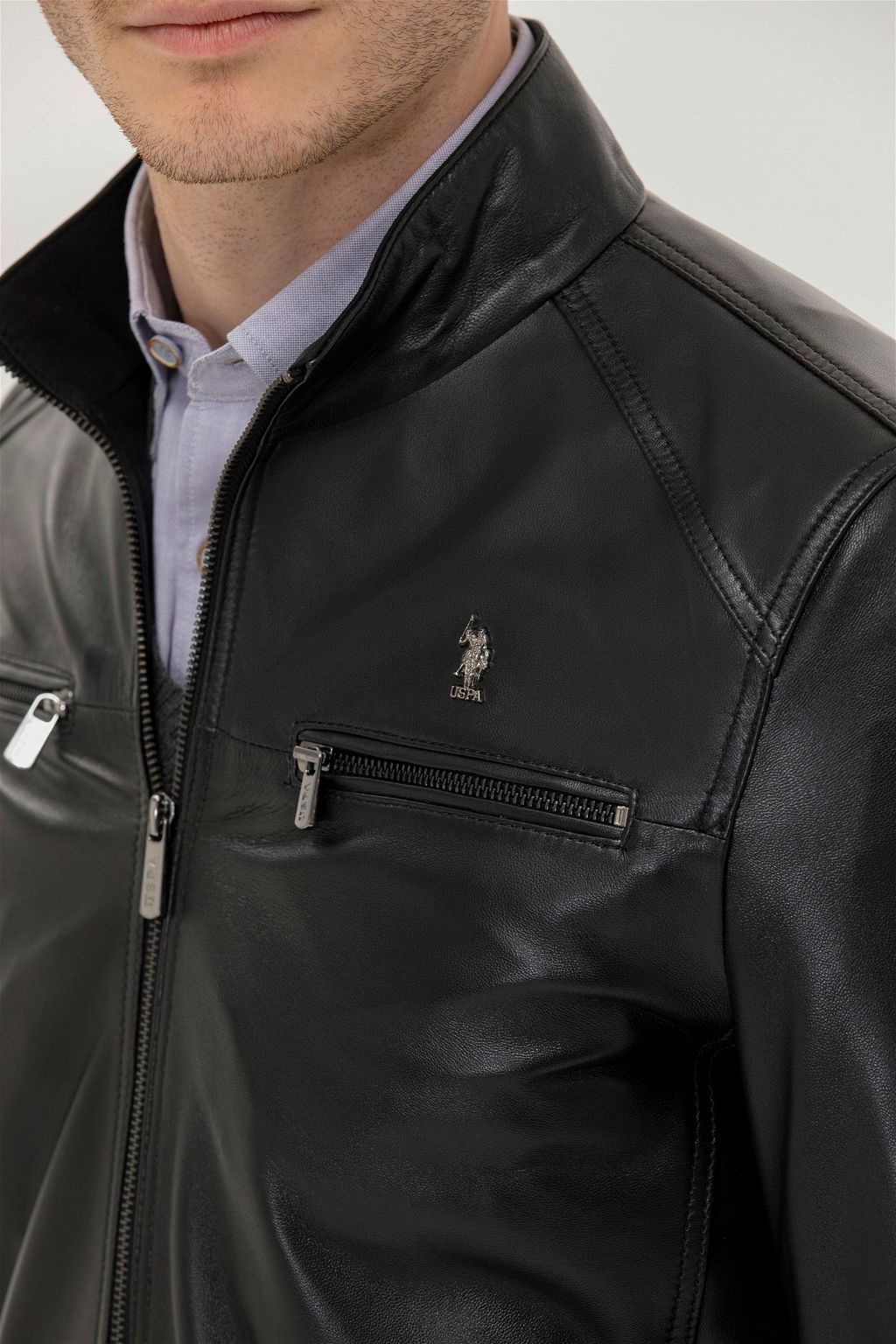 U. S. Polo Assn / Мужская черная кожаная куртка - U.s. polo assn фото 7