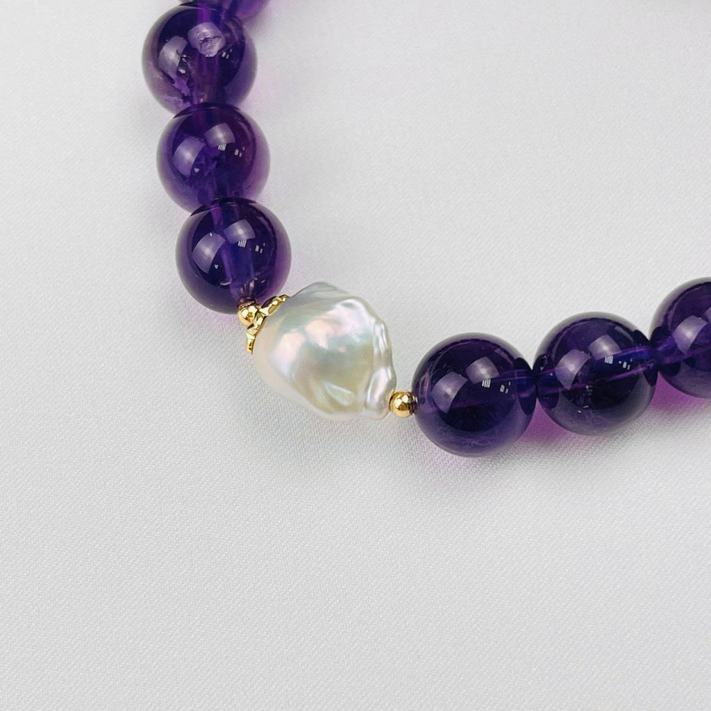 Браслет из Аметиста и Жемчуга - Радуга самоцветов фото 3