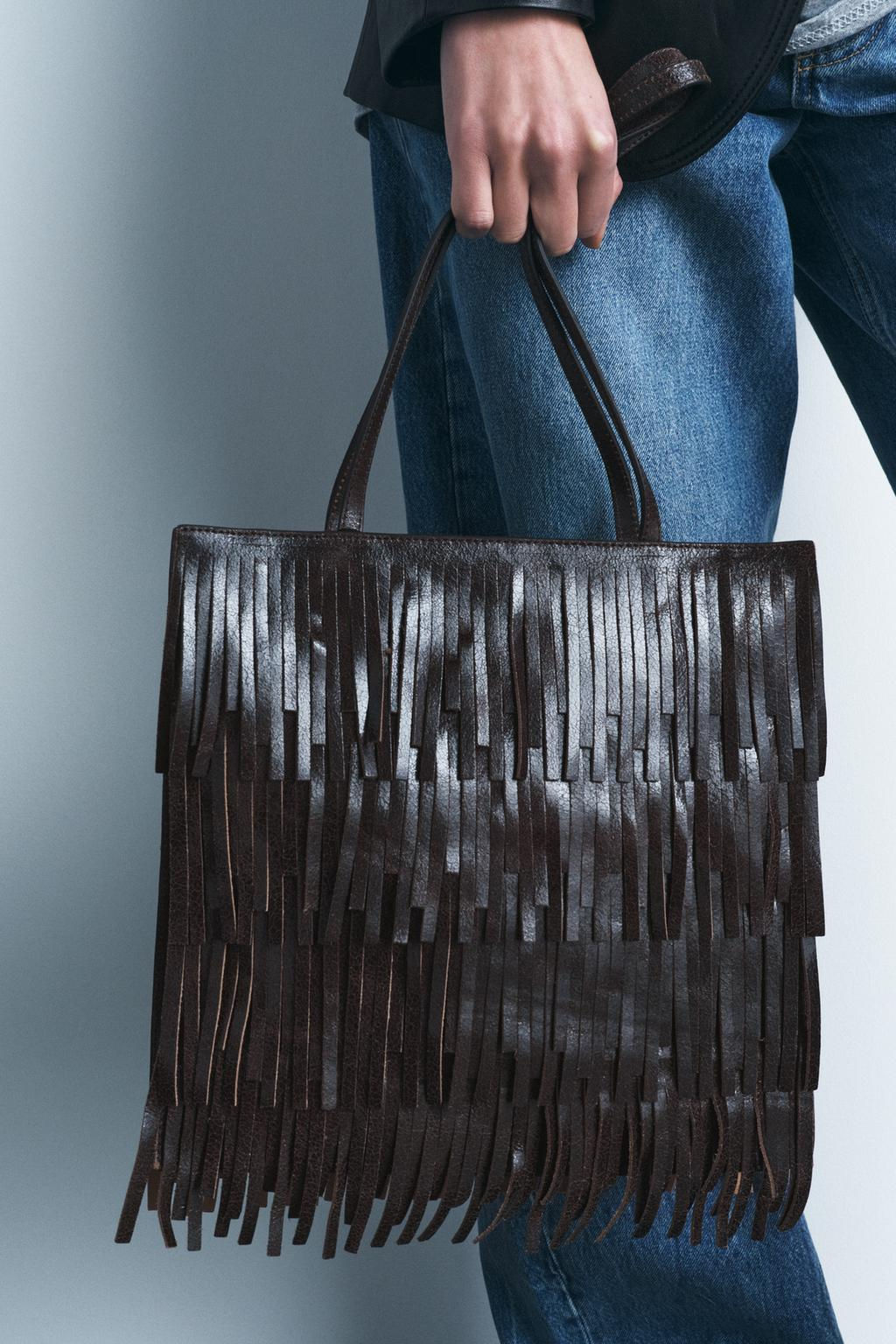 FRINGED LEATHER BAG - Zara фото 2