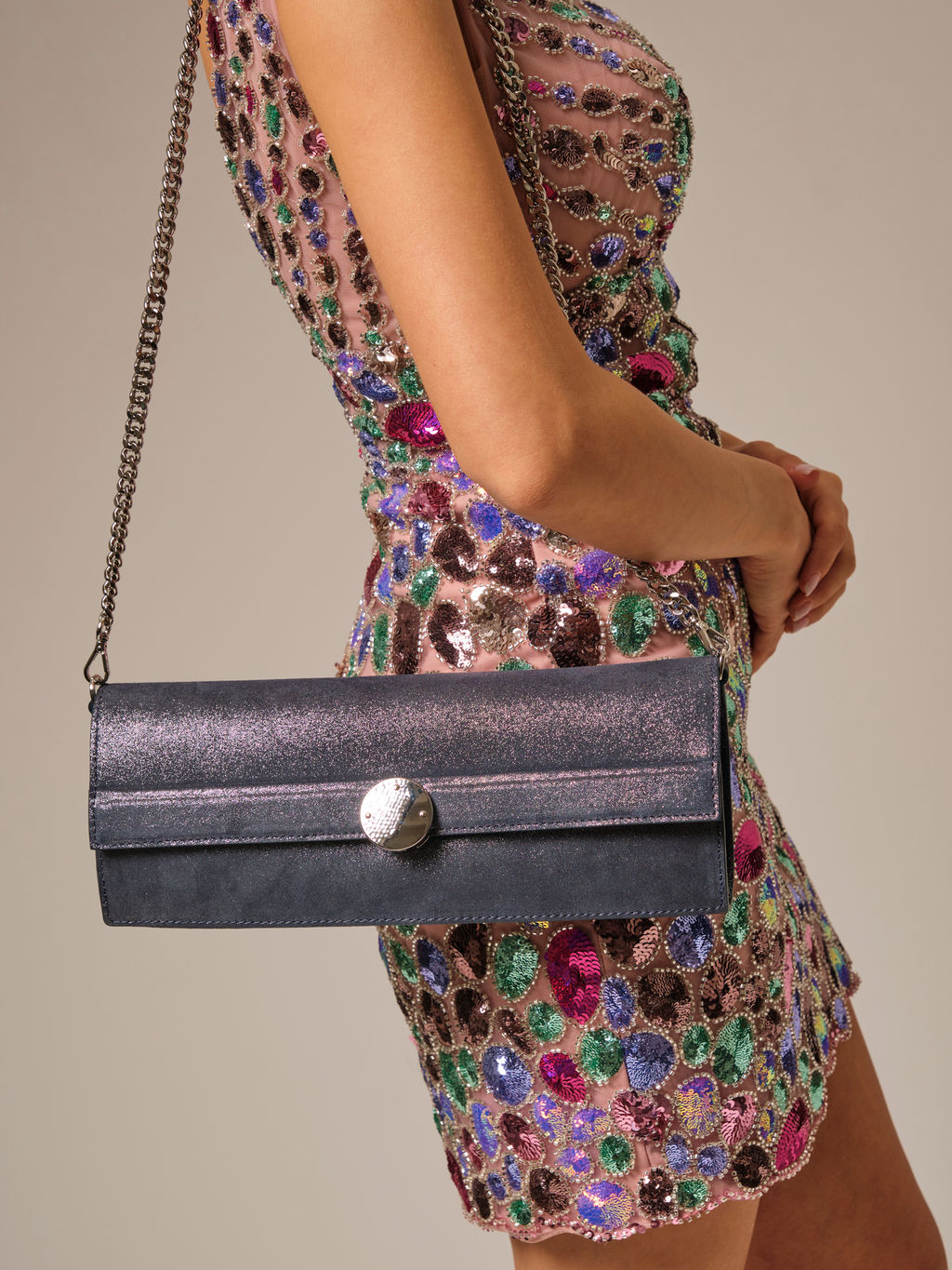 Клатч замшевый Deboro 30477 синее серебро