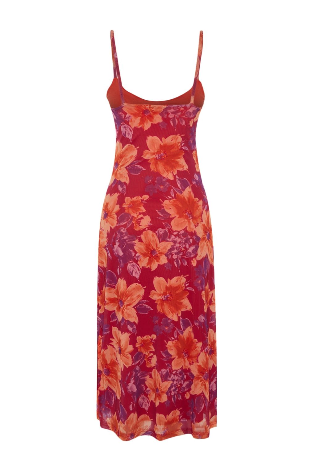 Pembe Cicek Desenli Y?rtmac Detayl? Astarl? Tul Ask?l? Belden Ac?lan Midi Elbise TWOSS23EL01453 - Trendyolmilla фото 8