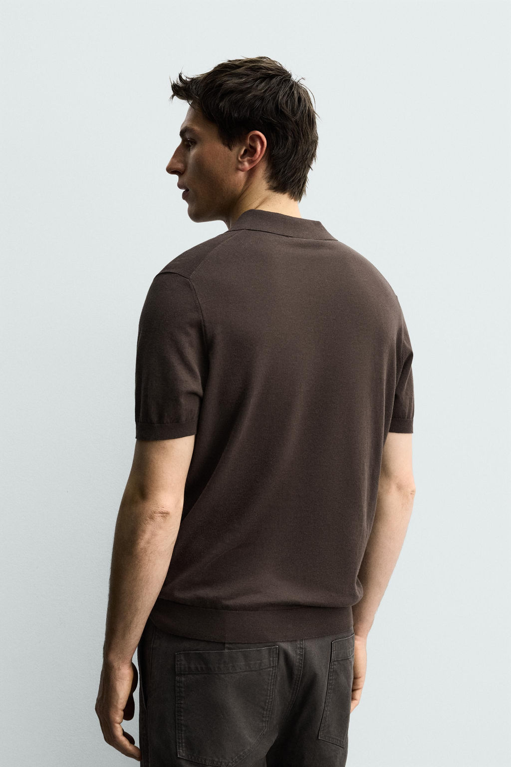 POLO PUNTO REGULAR FIT ALGOD?N - LINO / Chocolate - Zara фото 3