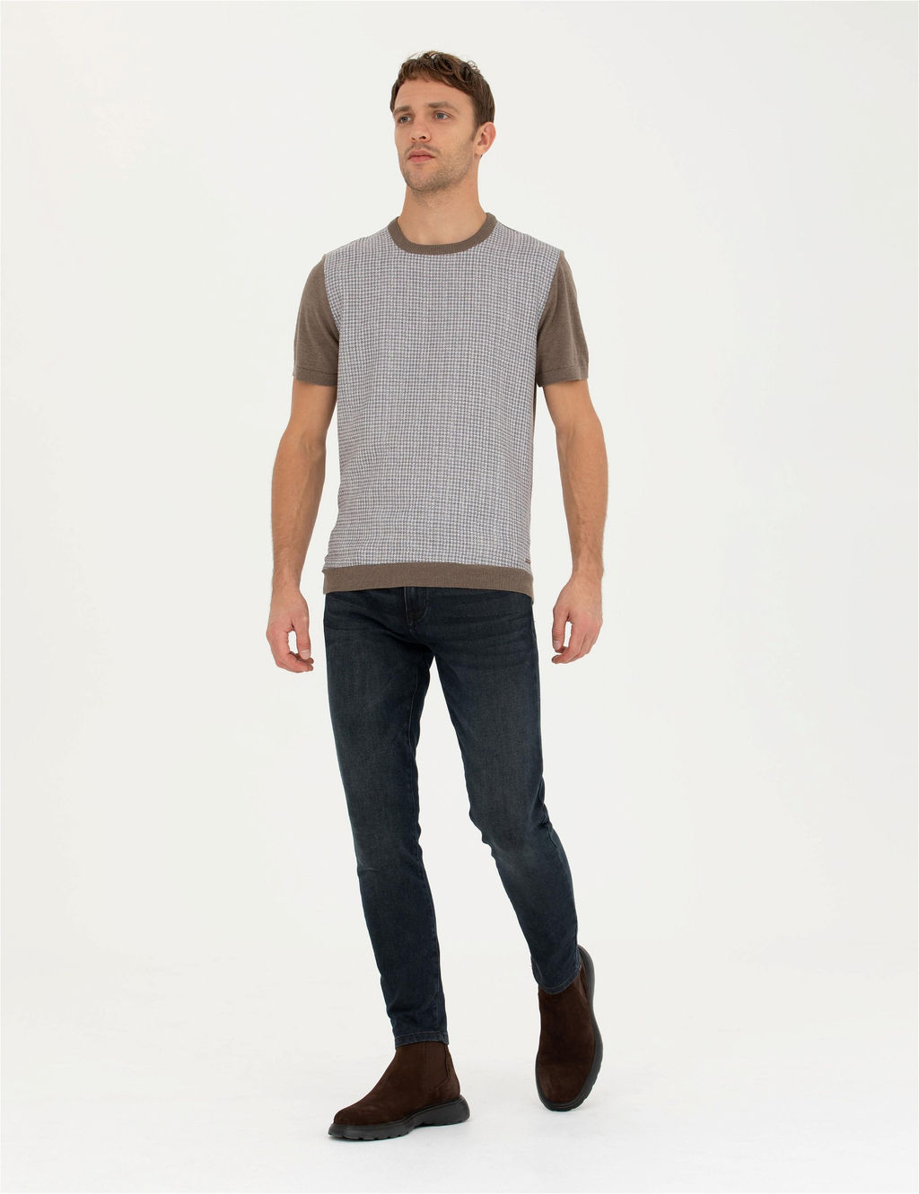 Vizon Melanj Slim Fit Bisiklet Yaka Triko Ti__rt - Pierre cardin фото 4