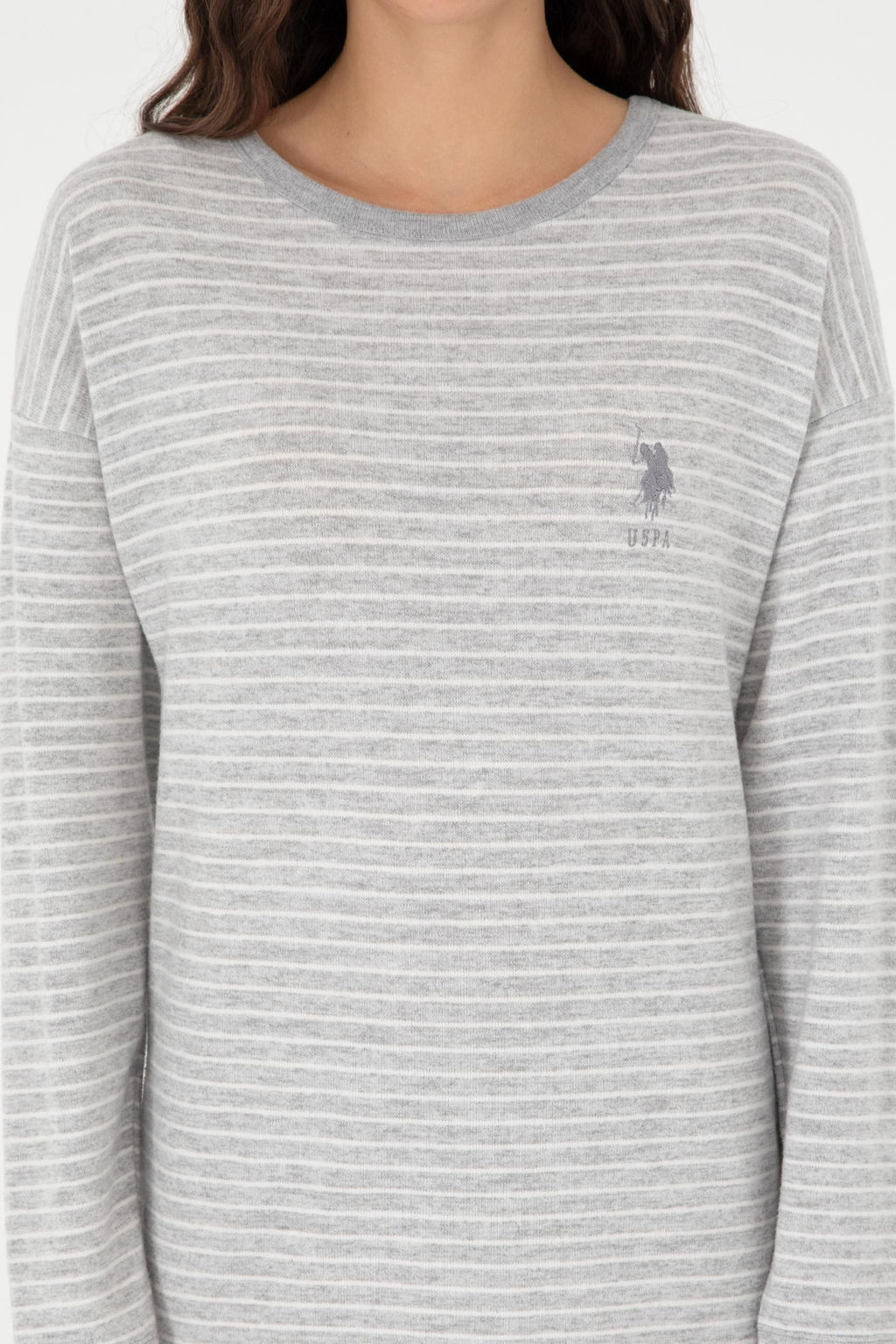 Женский пижамный комплект серого меланжевого цвета Неожиданная скидка в корзине - U.s. polo assn фото 5