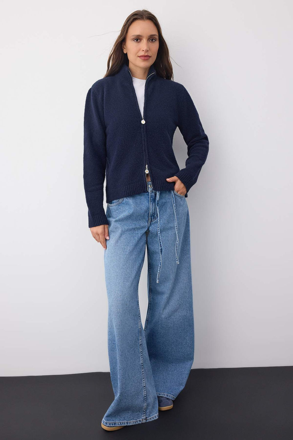 Wardrobe Essentials Sar? Yunlu Fermuarl? Dik Yaka Papatya Elcikli Triko H?rka |TWOAW26HI00090 - Trendyolmilla фото 9