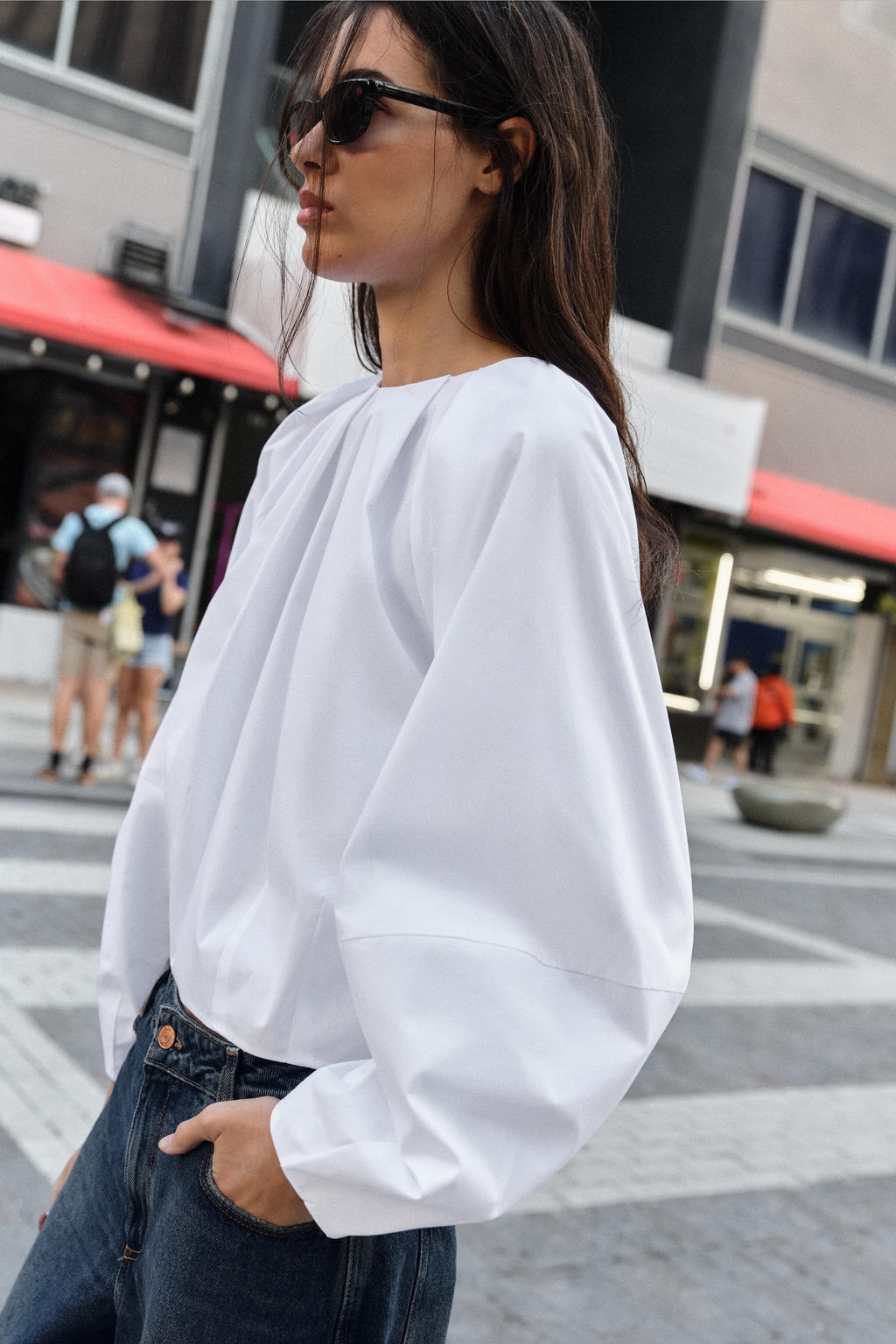 CAMISA POPEL?N GLOBO / blanco - Zara фото 3