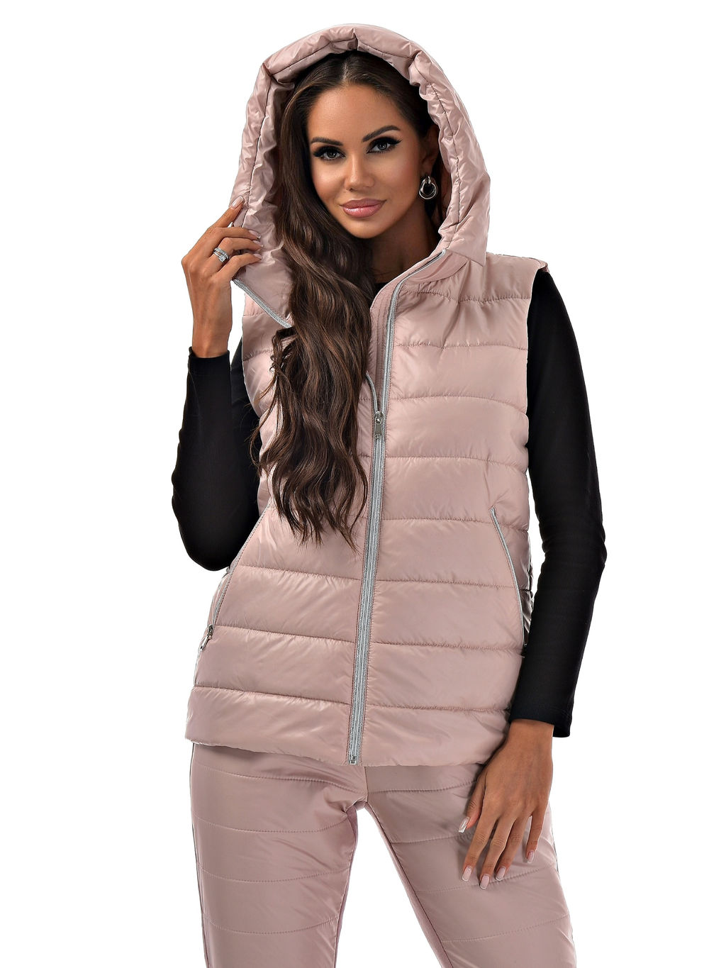 Утепленный жилет с капюшоном на молнии - А+б коллекция фото 3