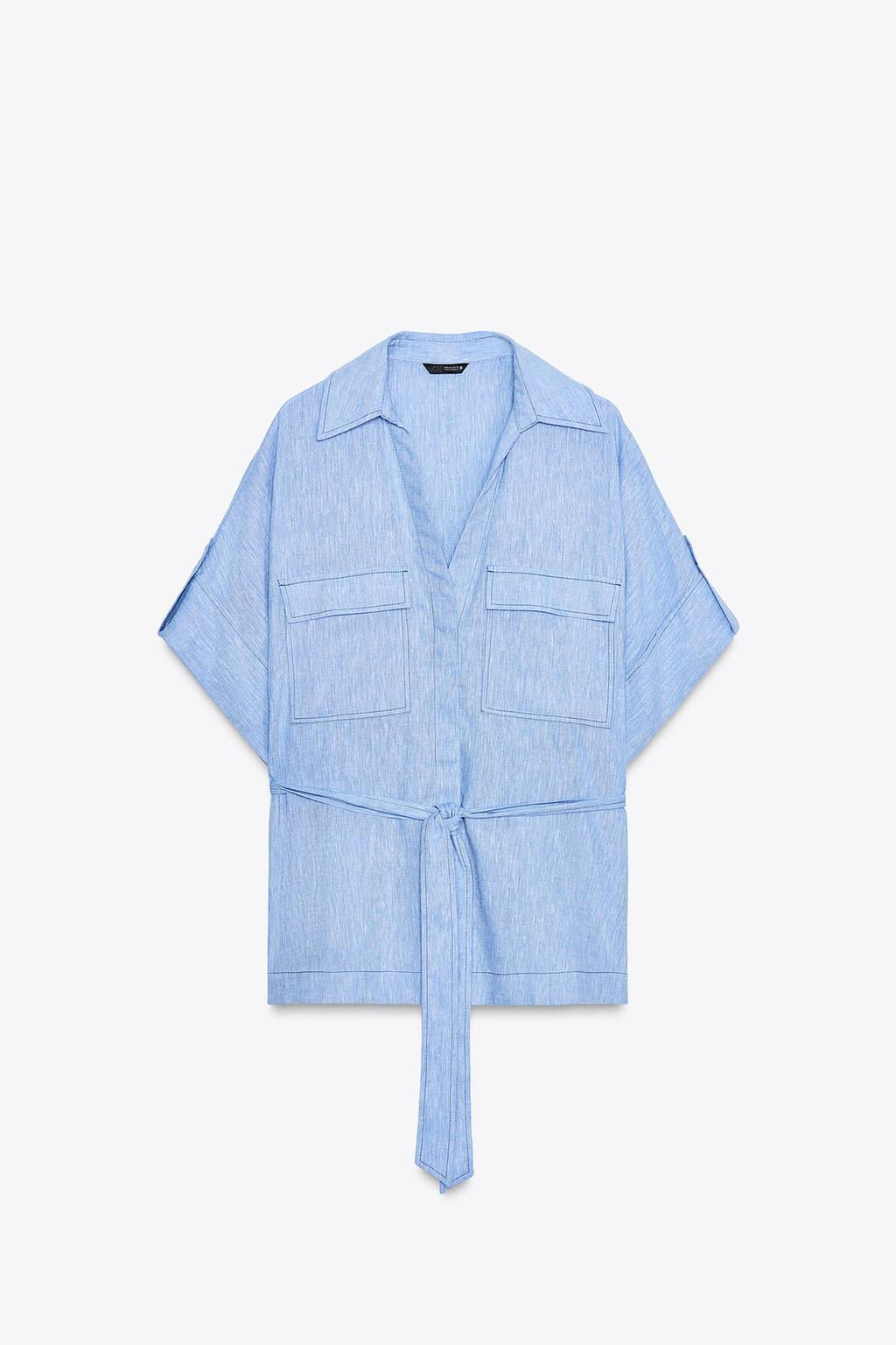 LINEN BLEND SAFARI SHIRT - Zara фото 6