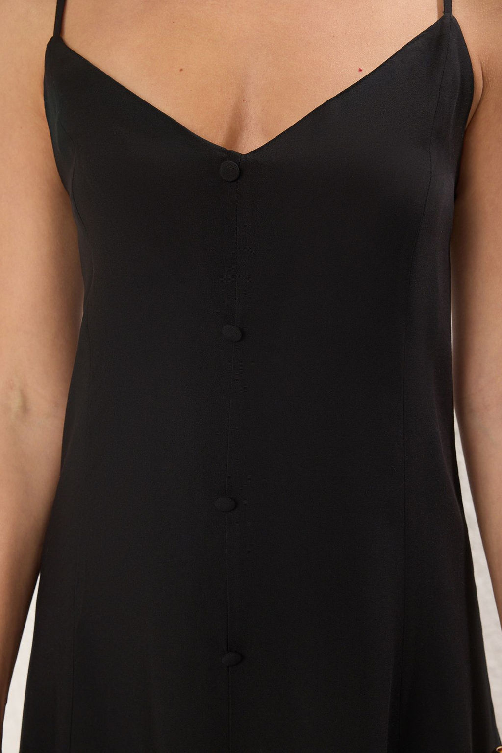 Siyah Cicekli Duz Kesim Dugmeli Mini Dokuma Elbise TWOSS25EL00292 - Trendyolmilla фото 7