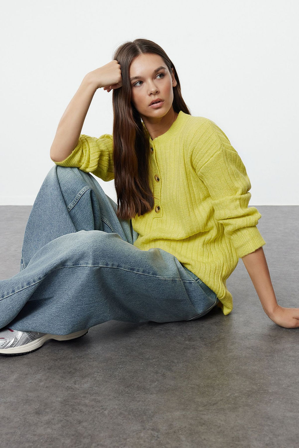 Lime Yumusak Dokulu Basic Triko Kazak TWOAW25KZ00212