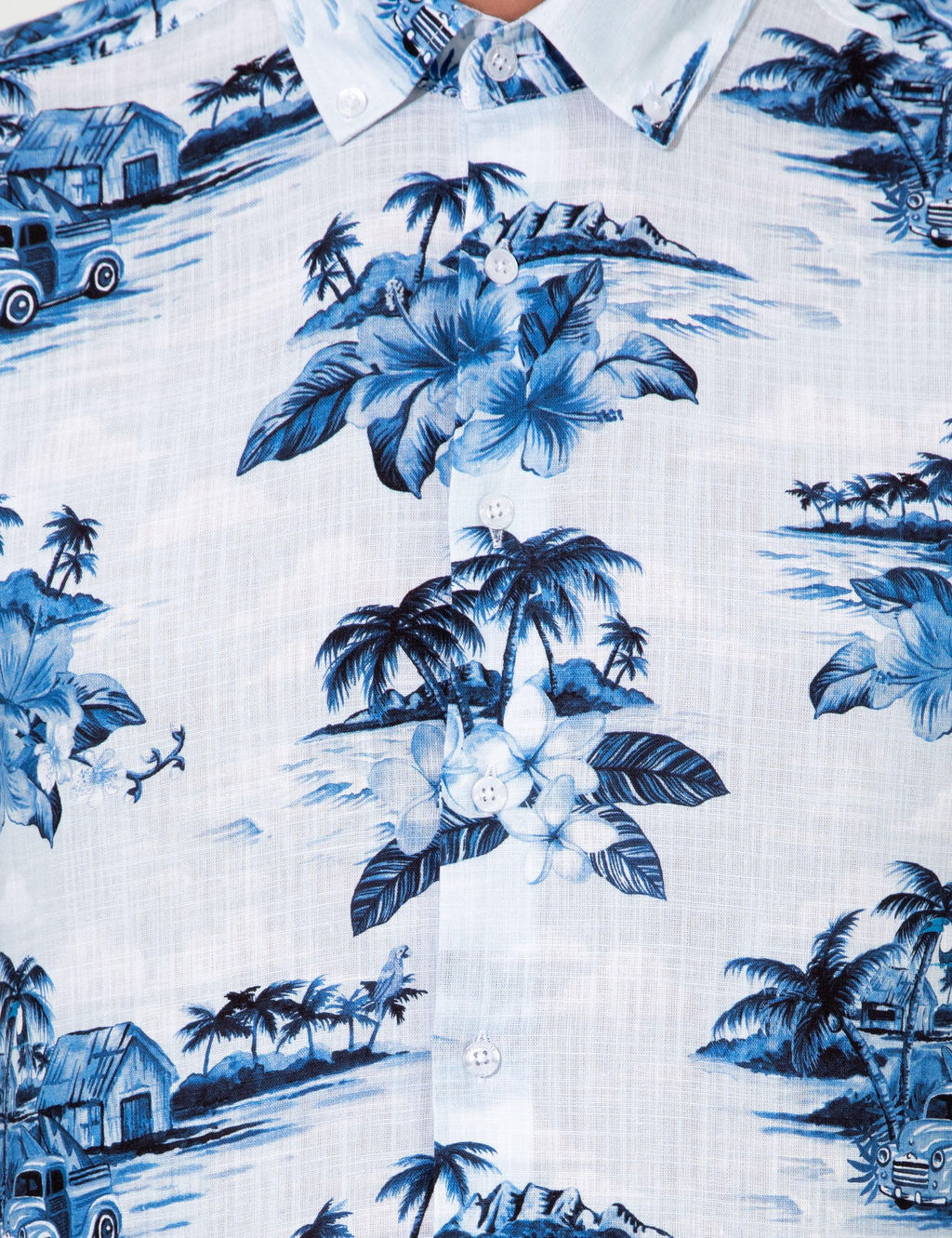 Голубая зауженная рубашка с коротким рукавом - Cacharel фото 6