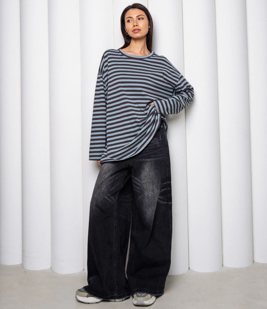 Лонгслив #КТ3045, коричневый, ментоловый - Dommod фото 4