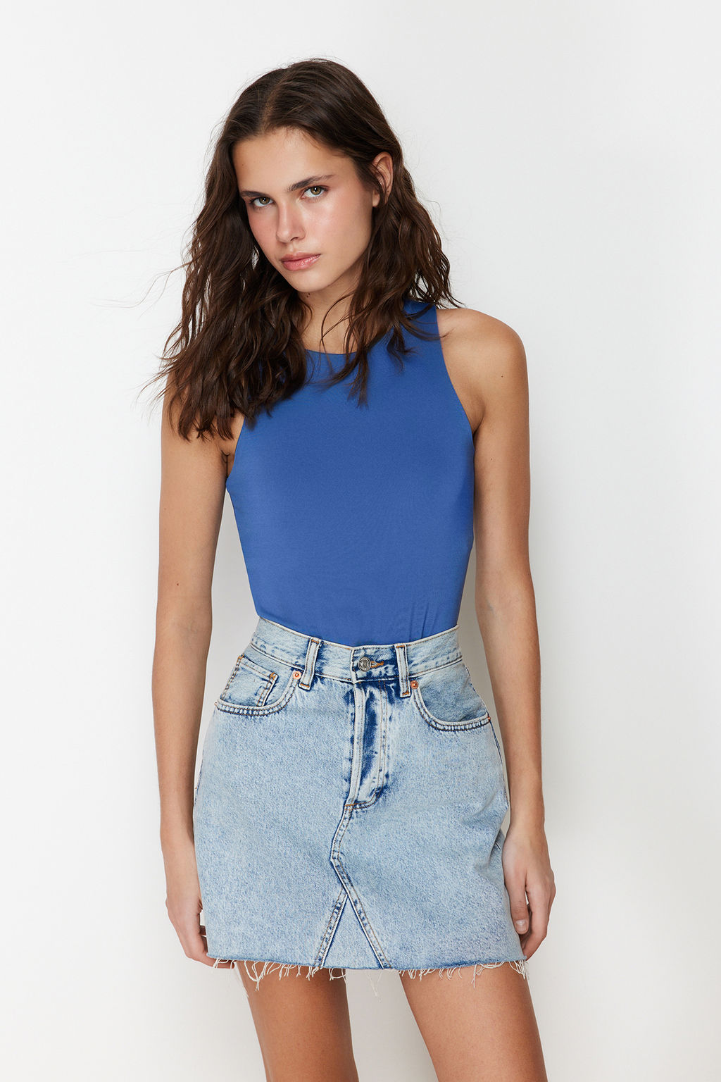 TRENDYOLMILLA Siyah Halter Yaka Vucuda Oturan Esnek Alttan C?tc?tl? Orme Body TWOSS20BD0044  фото 19