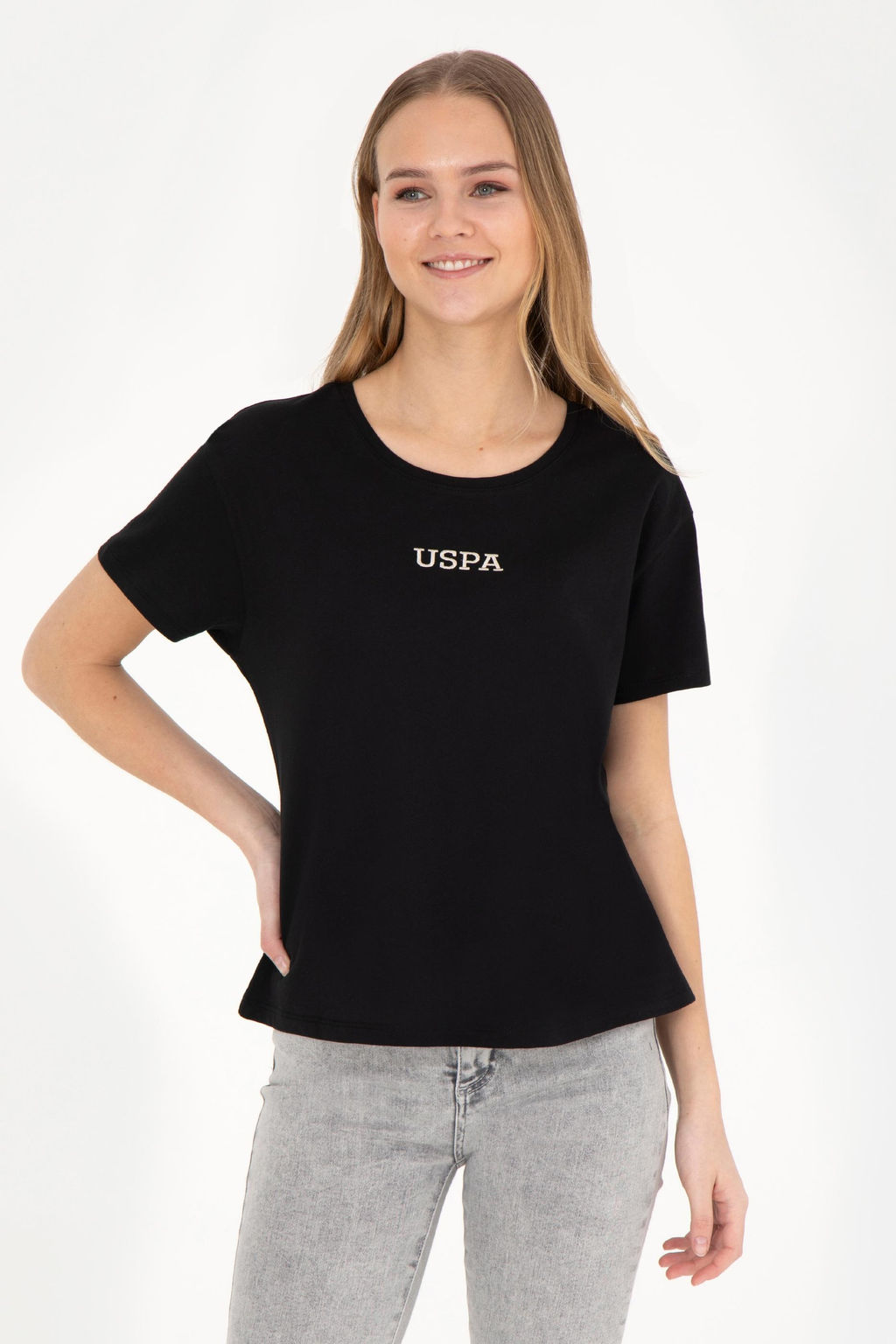 Женская черная футболка с круглым вырезом - U.s. polo assn фото 10