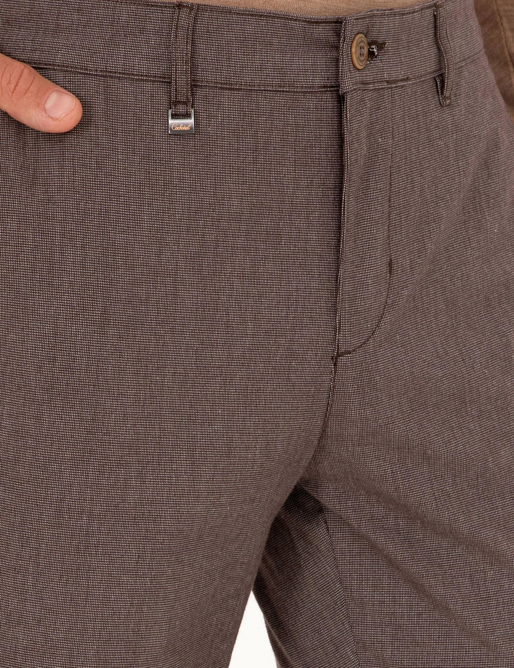 Kahverengi Slim Fit Pamuk Kar___ml_ Kanvas Pantolon