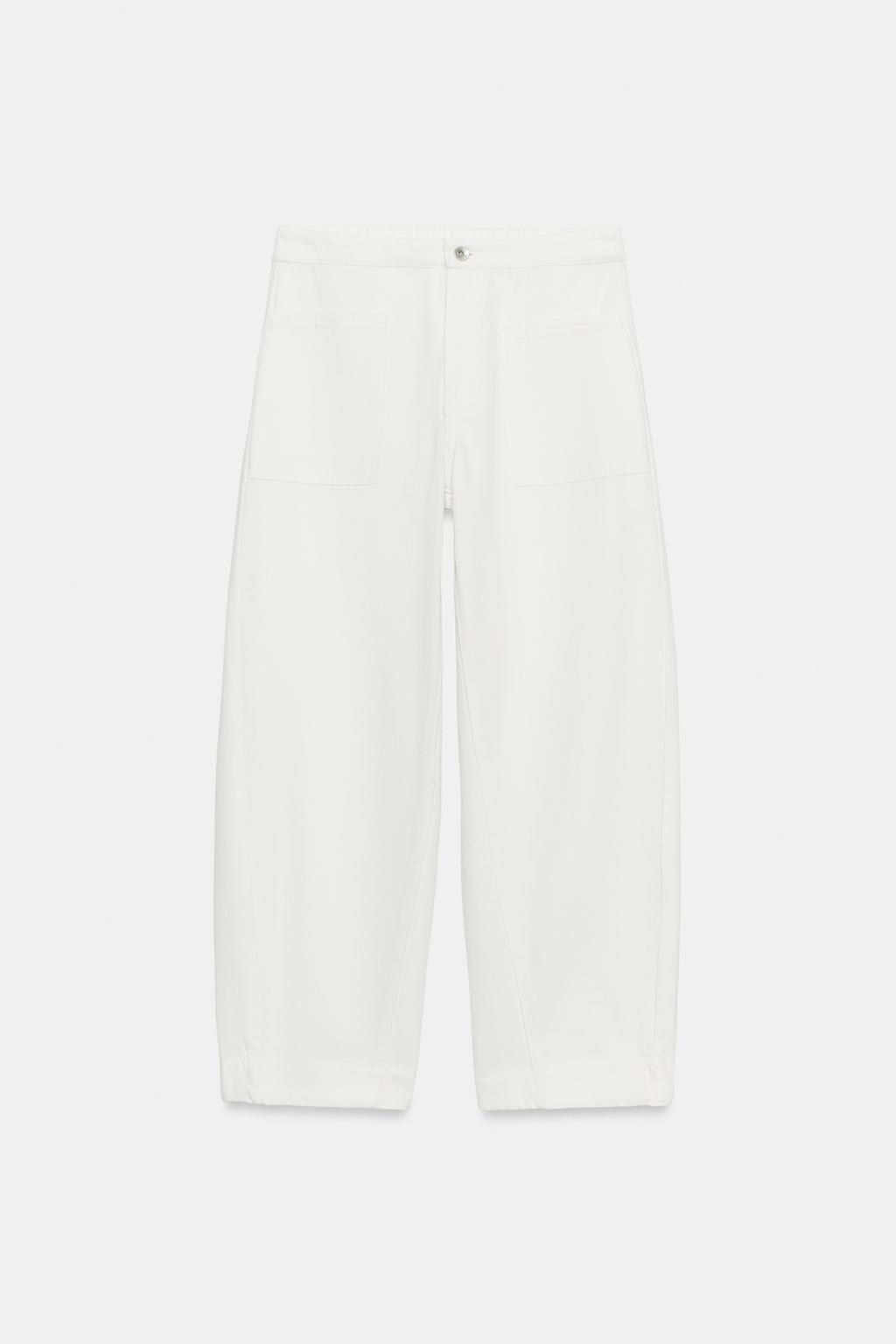 PANTAL?N DENIM BARREL BOLSILLOS ZW COLLECTION / Blanco - Zara фото 18