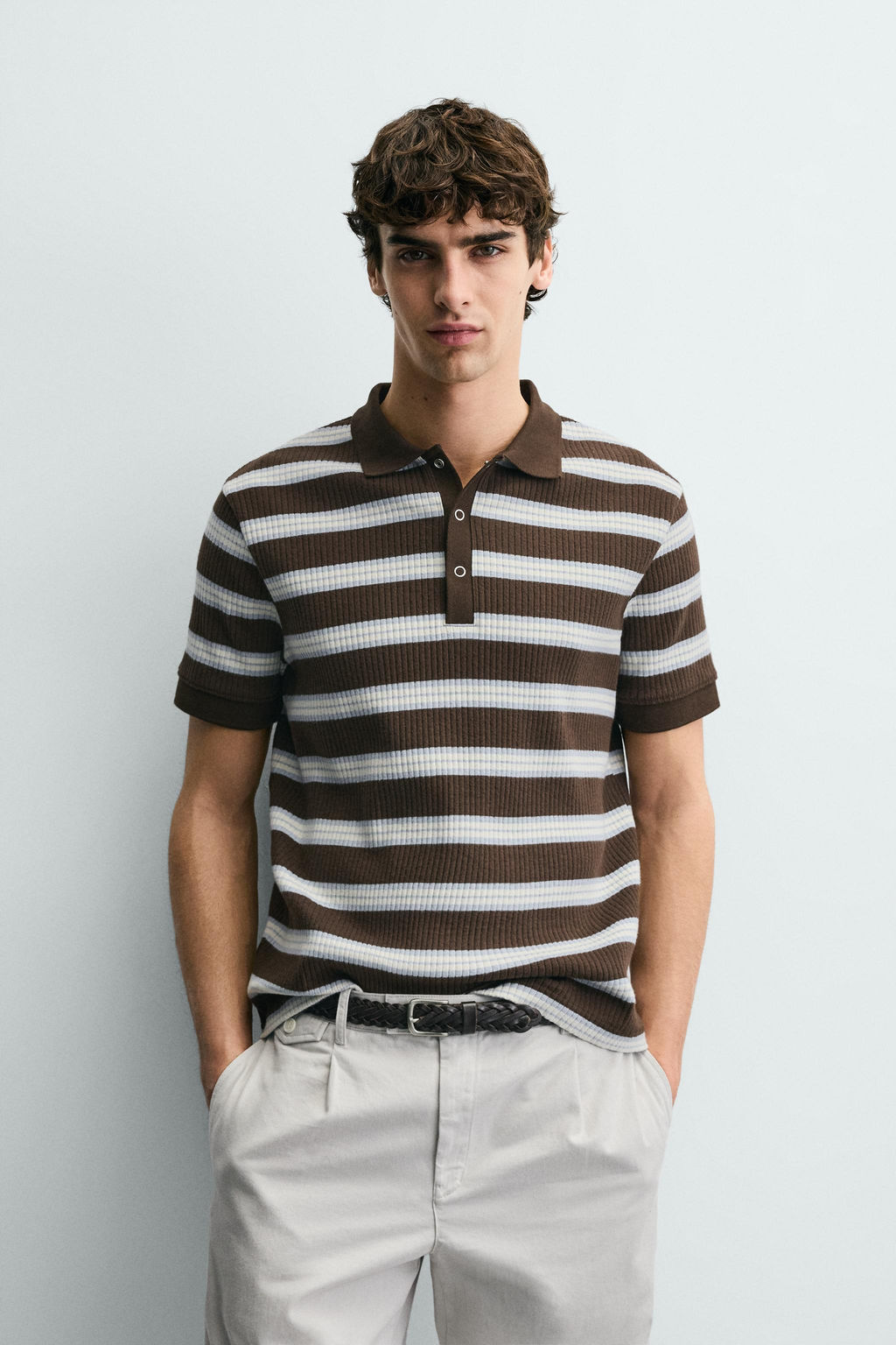 VERTICAL TEXTURED POLO SHIRT - Zara фото 10