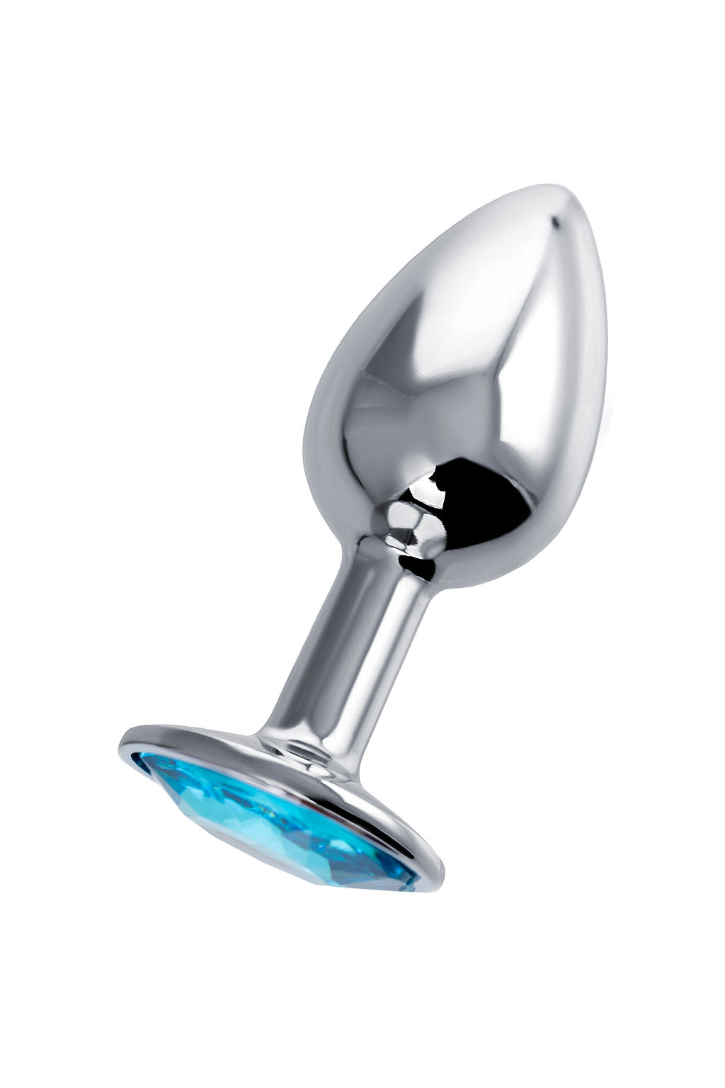 Анальная втулка Штучки-дрючки, металл, серебряная, с голубым кристаллом, 7 см, 2,8 см, 50 г  фото 2
