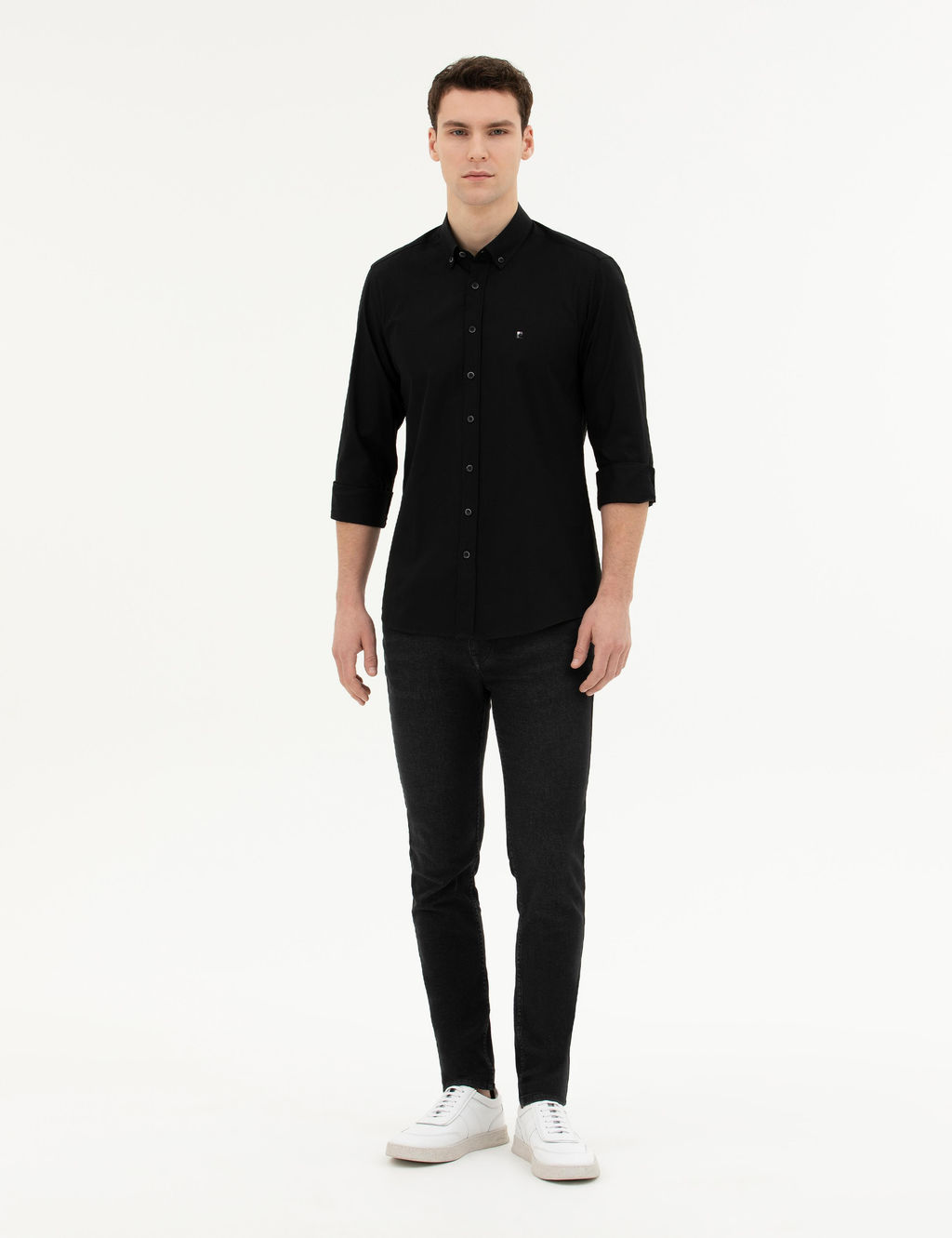 Siyah Slim Fit Uzun Kollu G_mlek