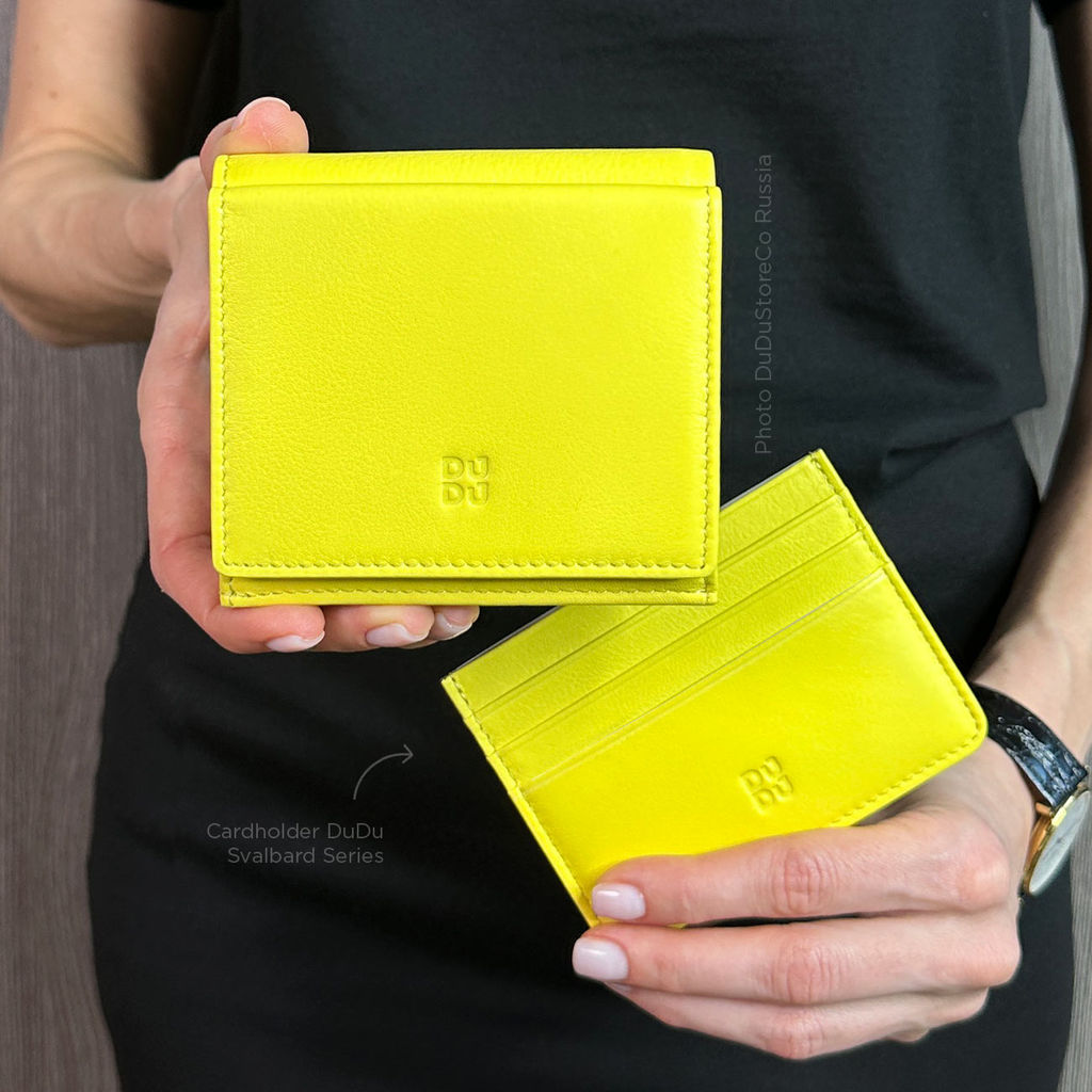 Итальянский кожаный кошелек DuDu серии Flavio | цитрусовый желтый - Dudubags фото 6