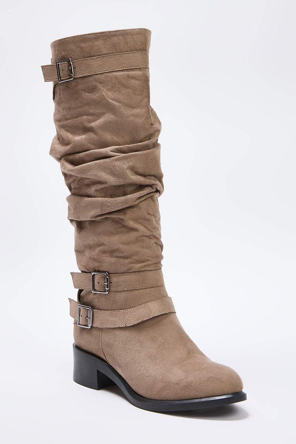 Vizon Suet Toka Detayl? Koruklu Blok Topuklu Kad?n Cizme TAKAW26CZ00020