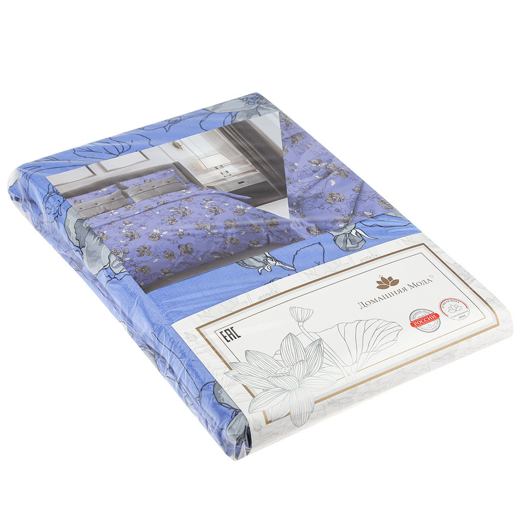 Пододеяльник Евро Макси на пуговицах Цветы сакуры лавандовый 240х215см, бязь Комфорт 121г/м2, хлопок 100%, упаковка классическая ПВХ 28х41см, Домашняя мода (Россия)  фото 2