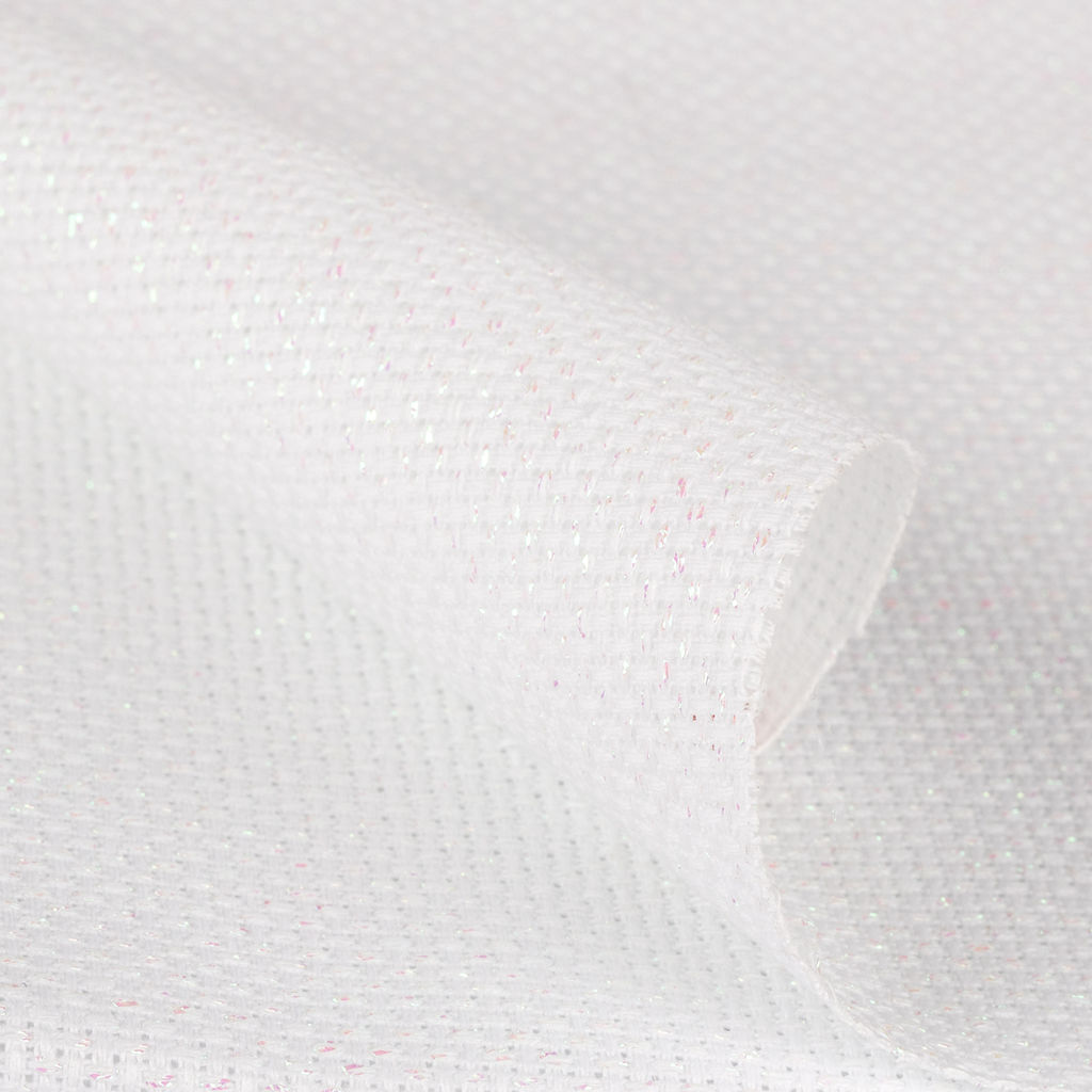 Канва K04L Gamma Aida №14 ФАСОВКА 92% хлопок, 8% терилен 150 x 100 см  2 см белый с перламутровым люрексом