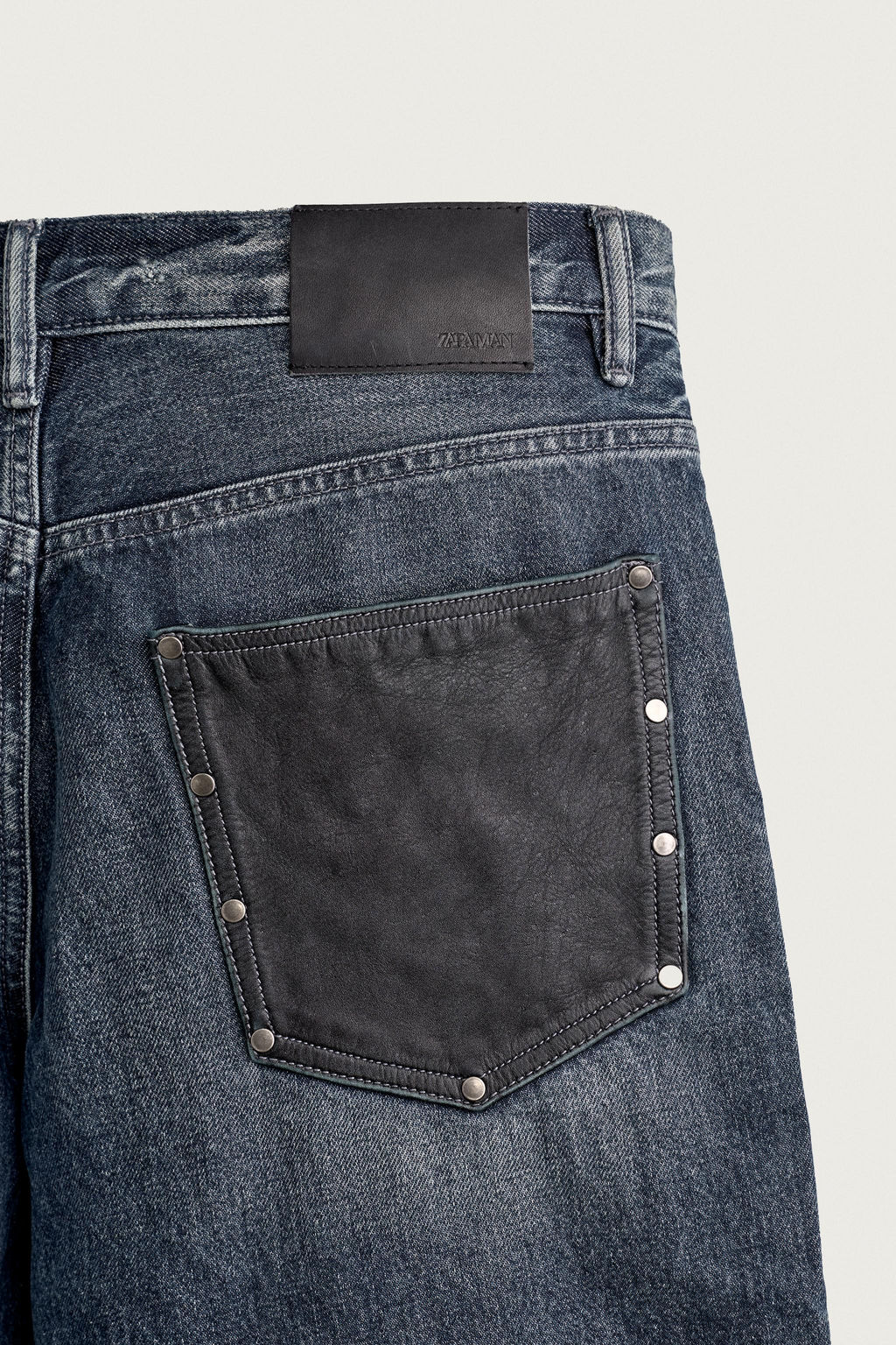BERMUDA DENIM BAGGY FIT COMBINADO CUERO / Azul - Zara фото 10