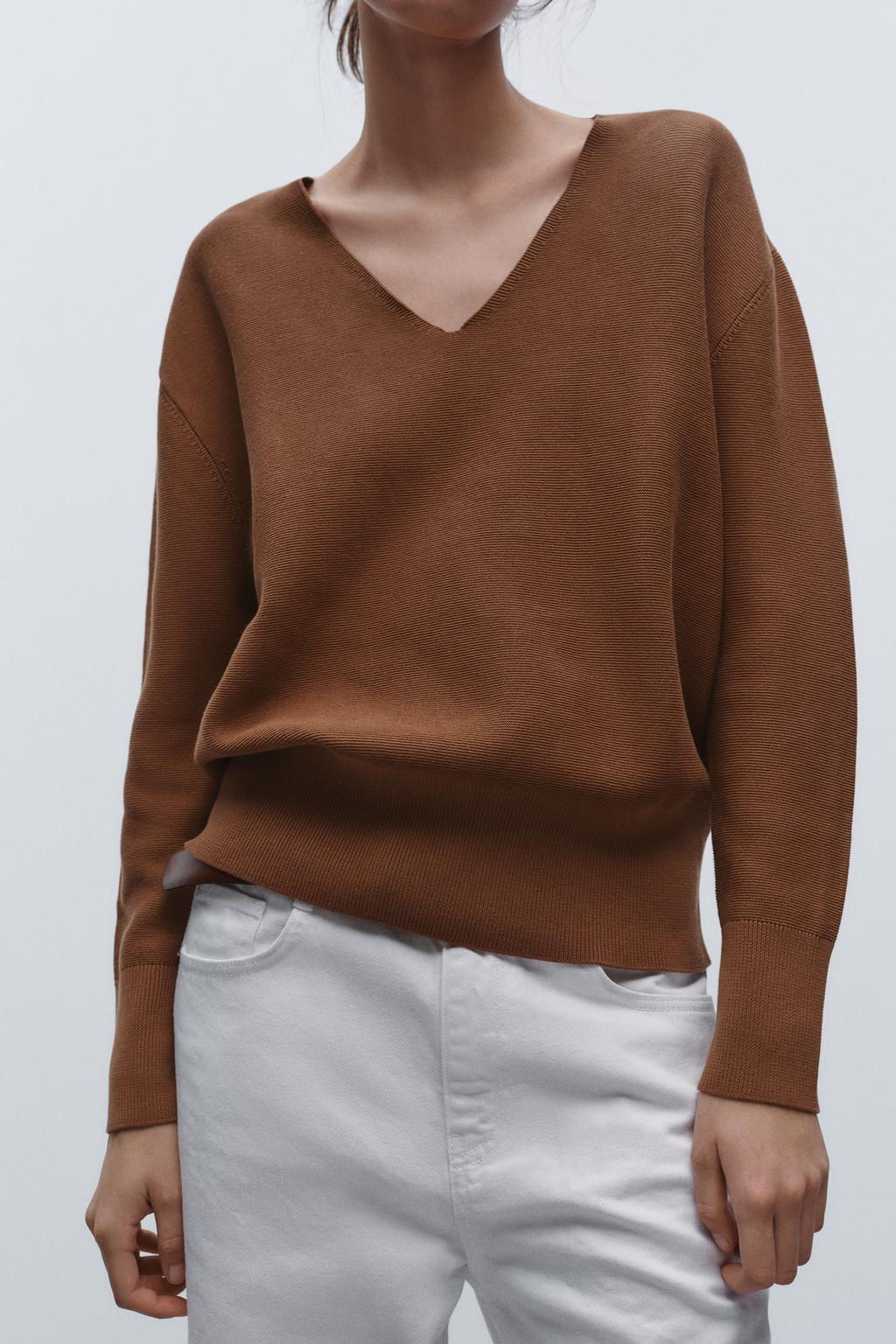 V-NECK KNIT SWEATER - Zara фото 4