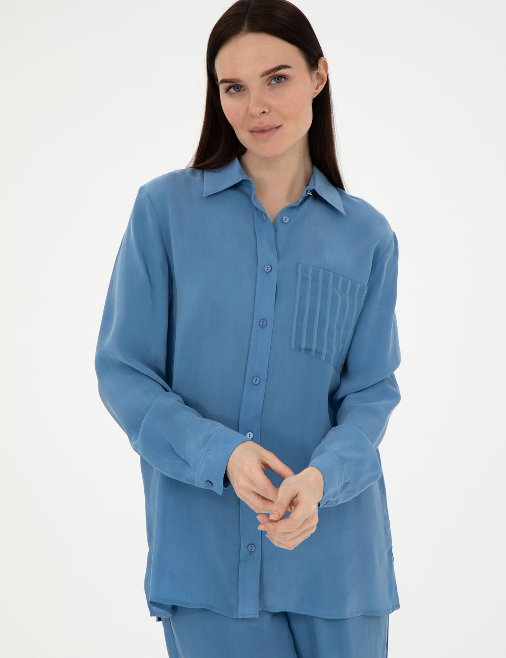 _ndigo Comfort Fit Uzun Kollu G_mlek