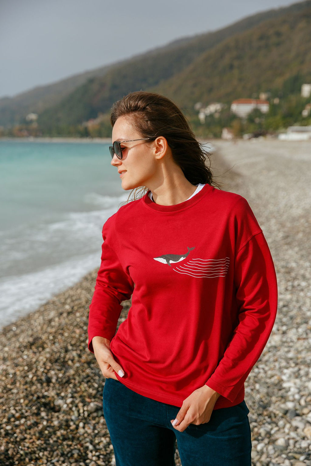 Лонгслив женский Whale bordo - Captain's mate фото 2