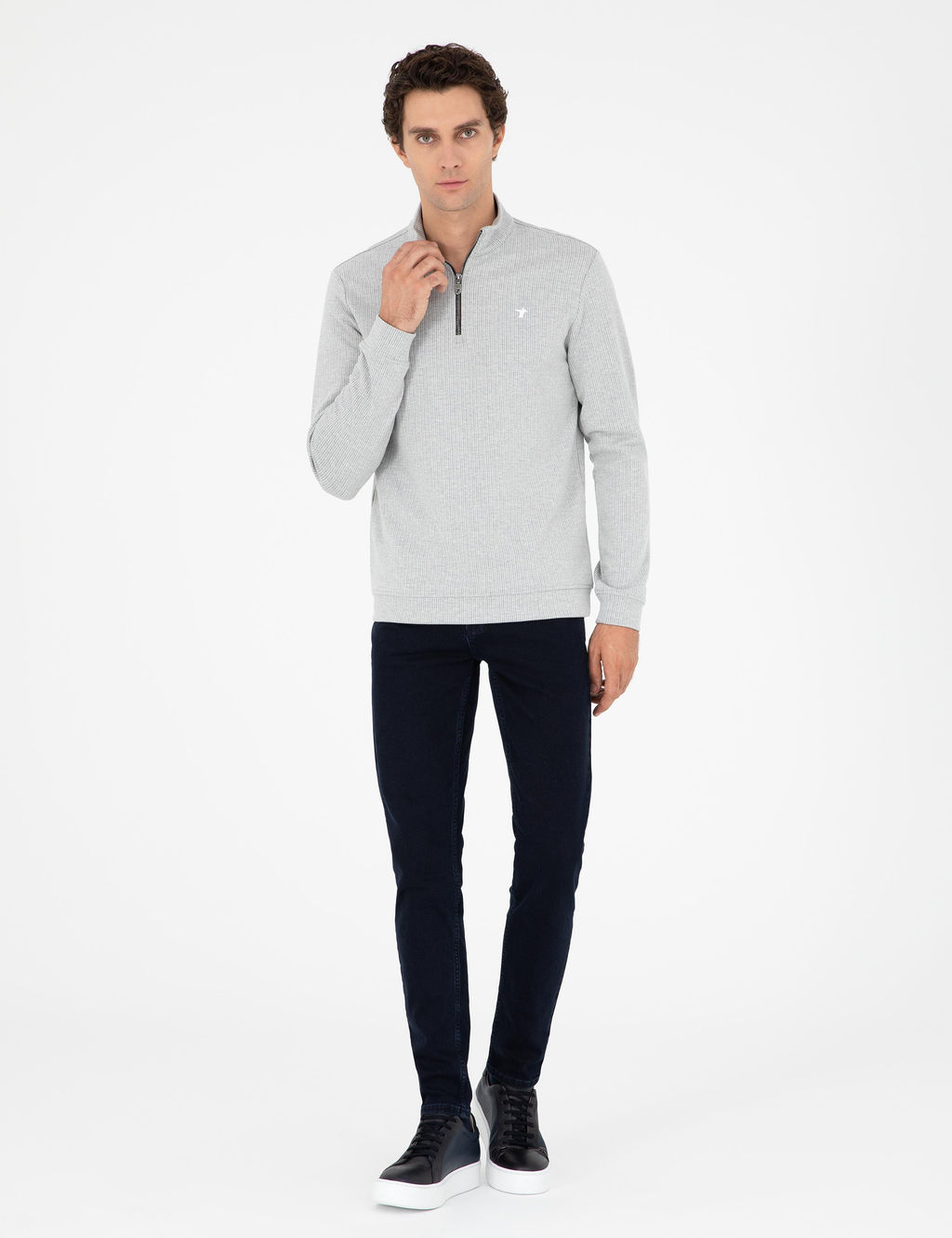 Серый меланжевый свитшот стандартного кроя - Cacharel фото 4