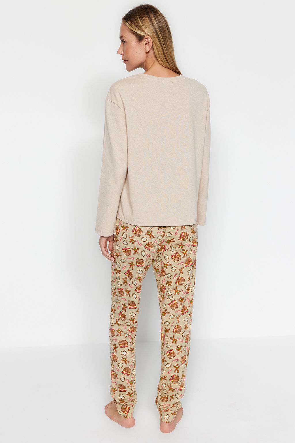 Trendyolmilla Yesil %100 Pamuklu Y?lbas? Temal? Orme Pijama Tak?m? THMAW24PT00061  фото 7