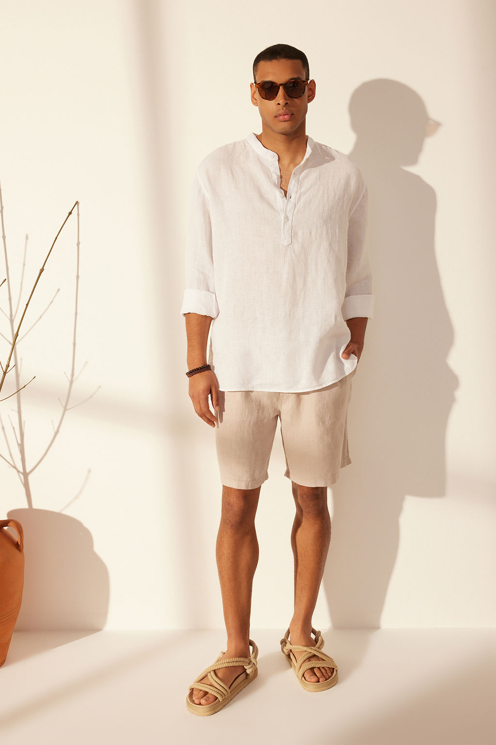 Tas %100 Keten Regular Fit Beli Lastikli Sort TMNSS24SR00050