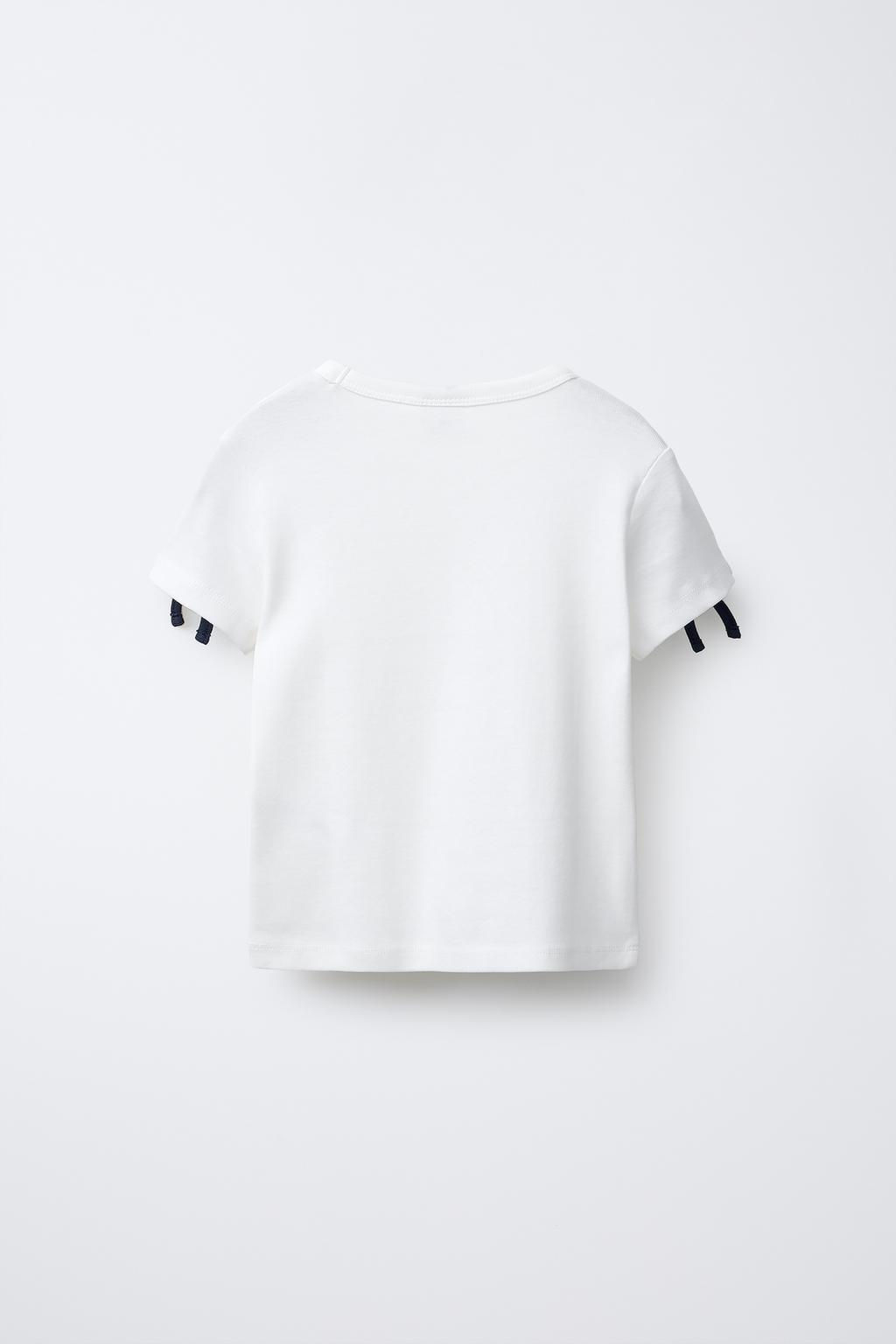 T-SHIRT WITH BOW STRIPES - Zara фото 3