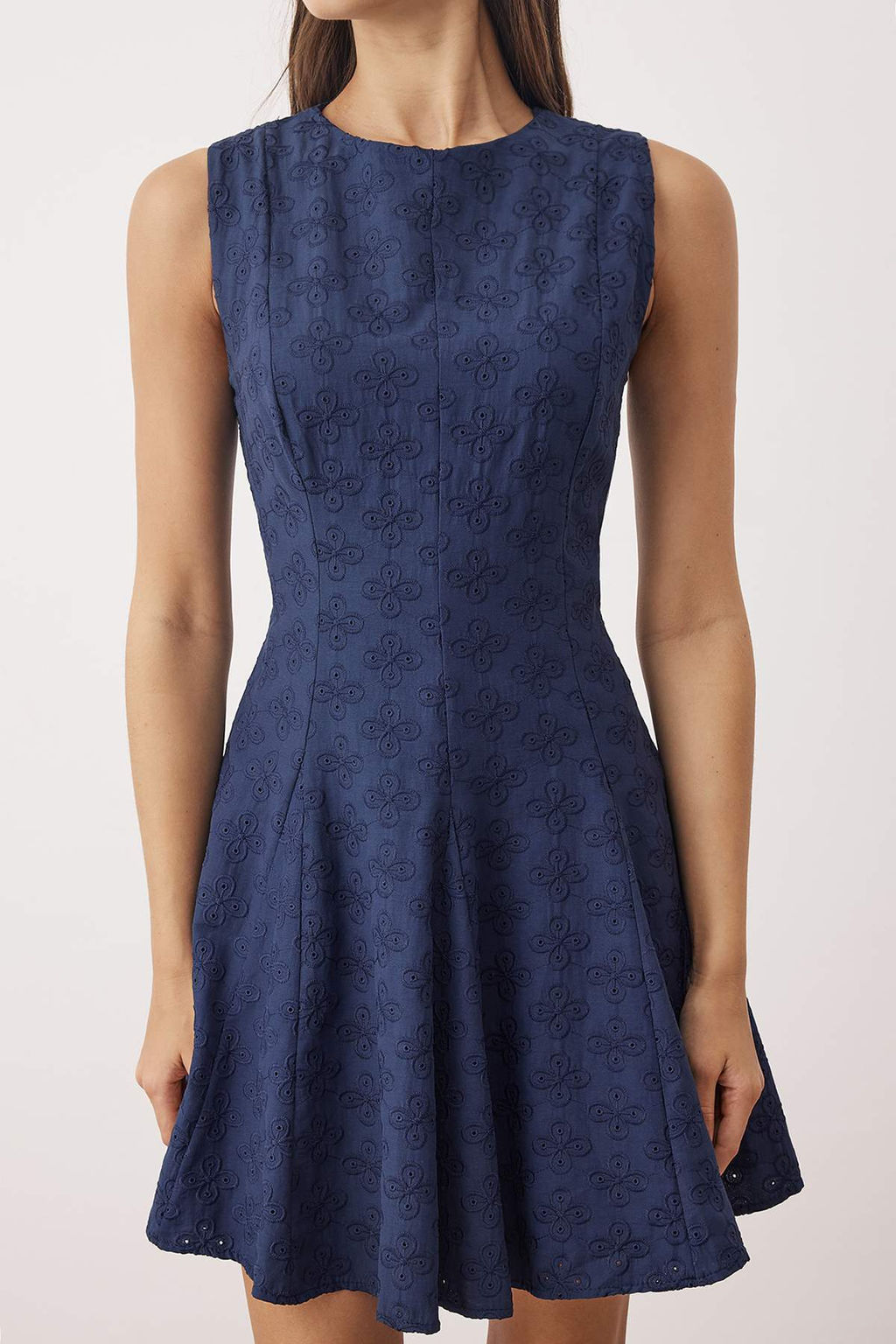 Etegi Belden Ac?lan Duz Ekru Brode Mini Dokuma Elbise TWOSS25EL00884 - Trendyolmilla фото 3