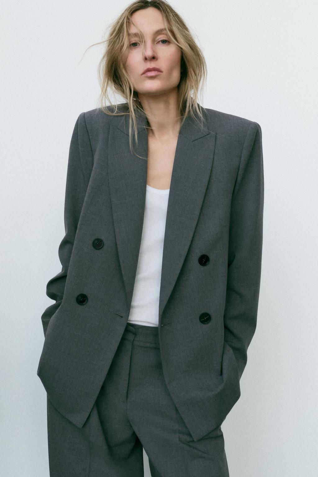 DOUBLE-BREASTED BLAZER WITH SHOULDER PADS - Zara фото 2