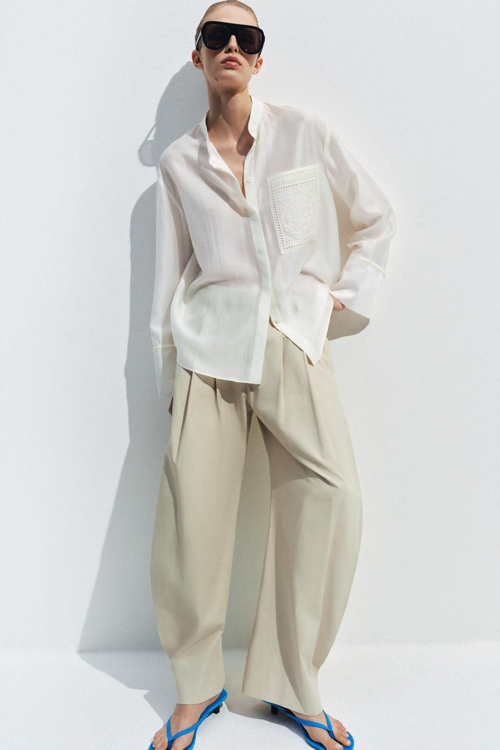 CAMISA BOLSILLO BORDADO ZW COLLECTION / Blanco - Zara фото 9