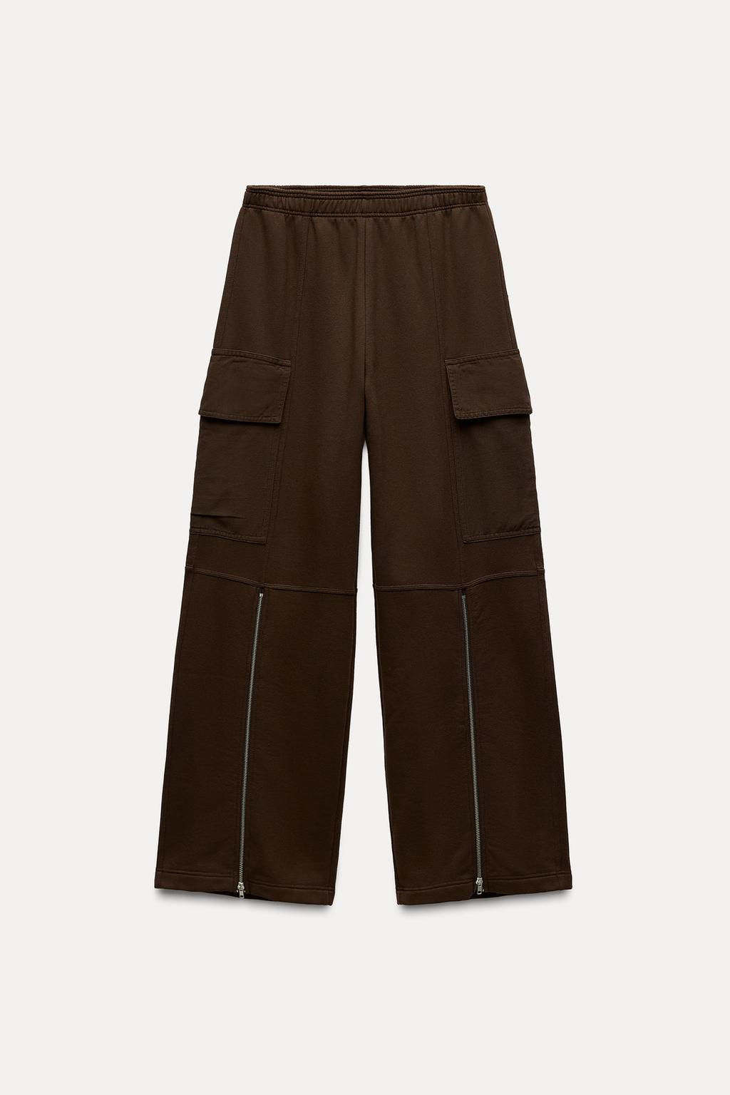 WASHED-EFFECT CARGO TROUSERS WITH ZIPS - Zara фото 6