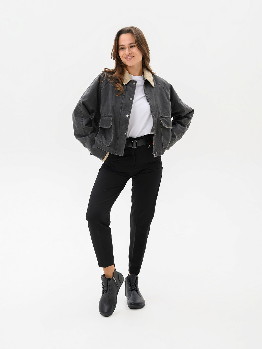 Босоногие ботинки 352.NATAbl.Черный флоттер/мех