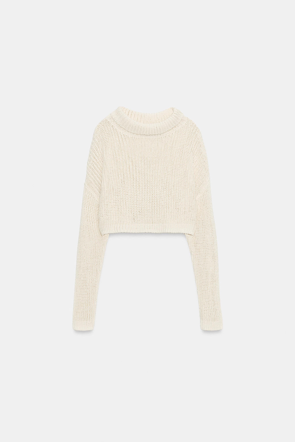 JERSEY CORTO PUNTO CUELLO SUBIDO / Crudo claro - Zara фото 8