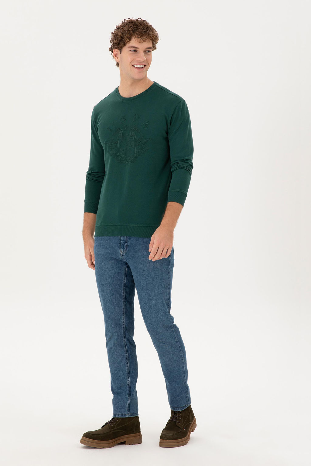 Erkek Koyu Ye_il Sweatshirt