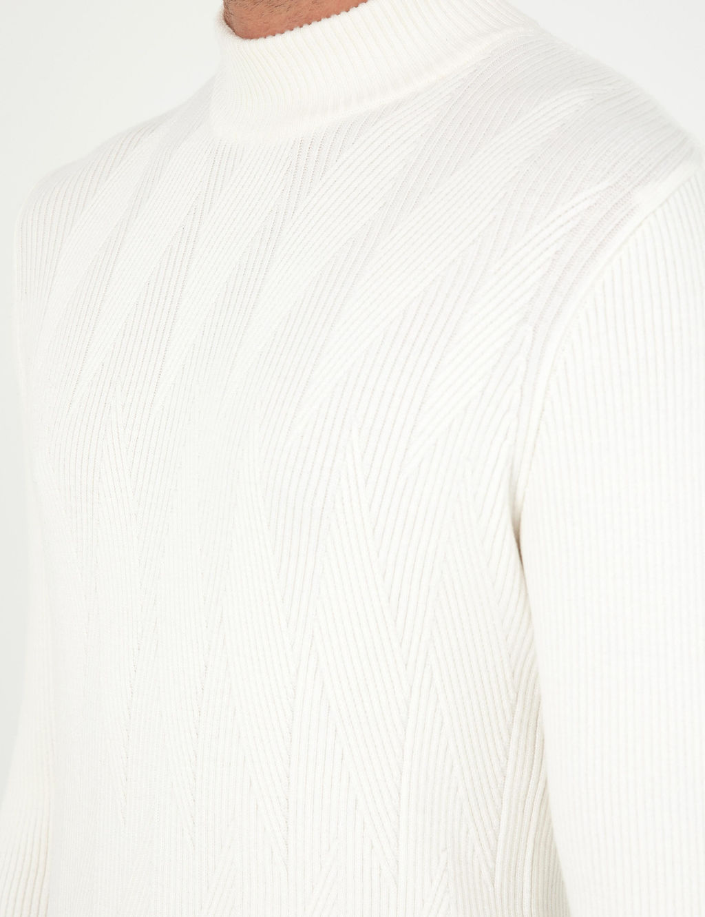 Ekru Slim Fit Yar_m Bal_k__ Yaka Y_n Kar___ml_ Triko Kazak - Pierre cardin фото 7