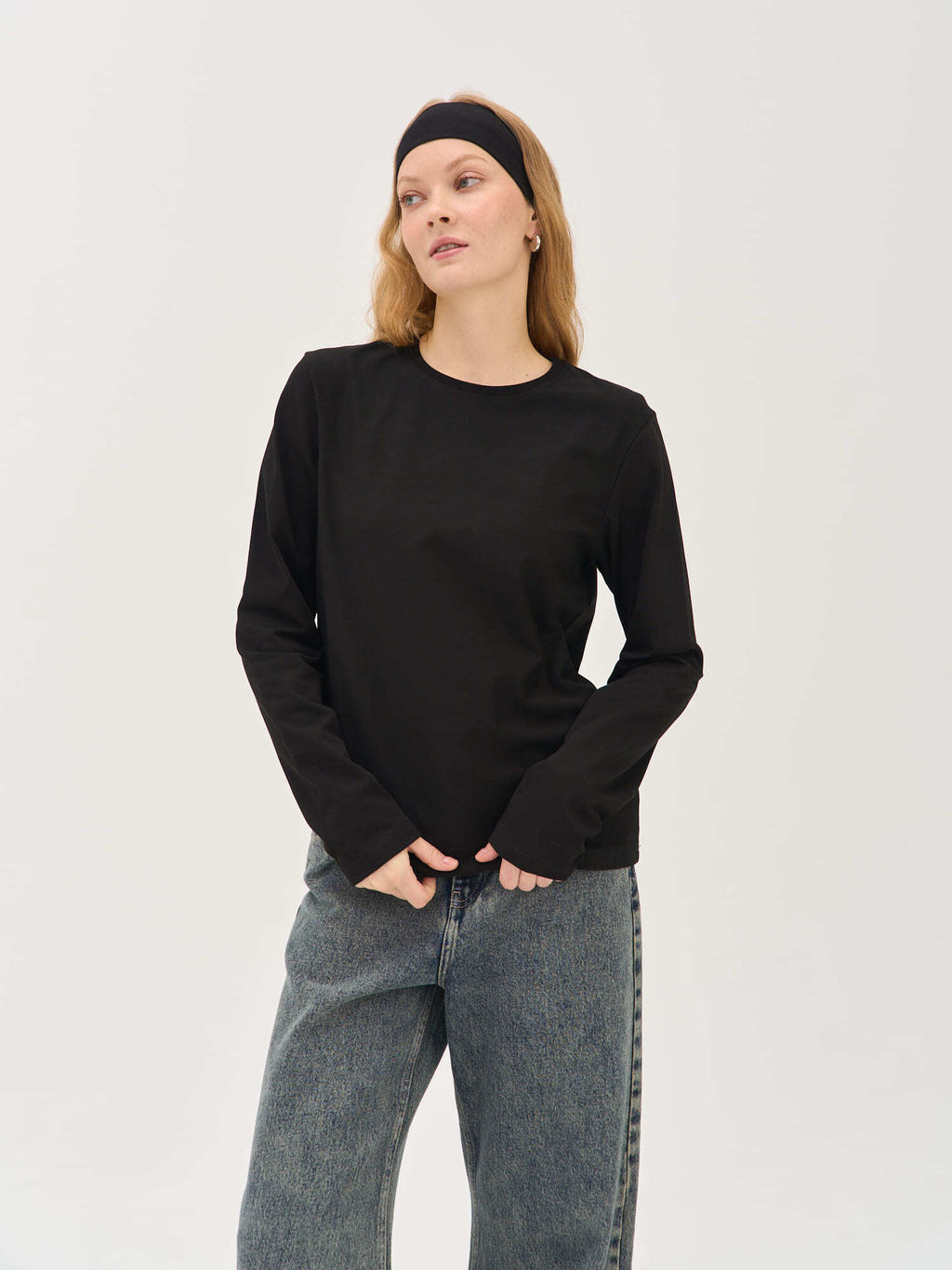 Лонгслив из 100% хлопка "Уголь" женский