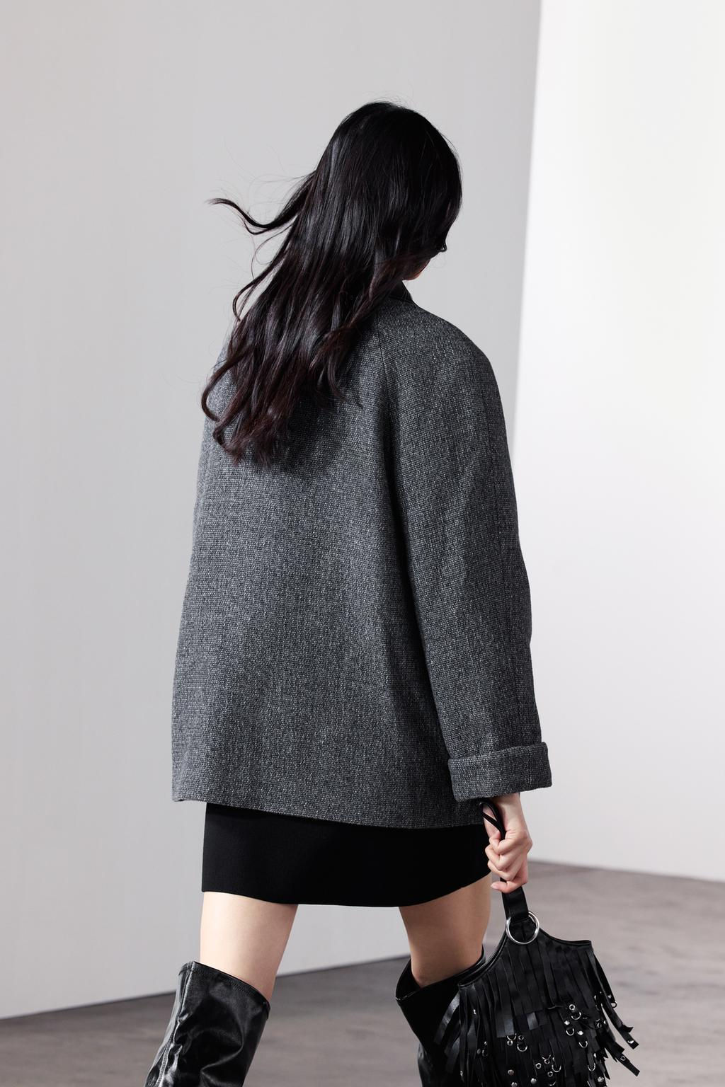 LEATHER COLLAR COAT ZW COLLECTION - Zara фото 3