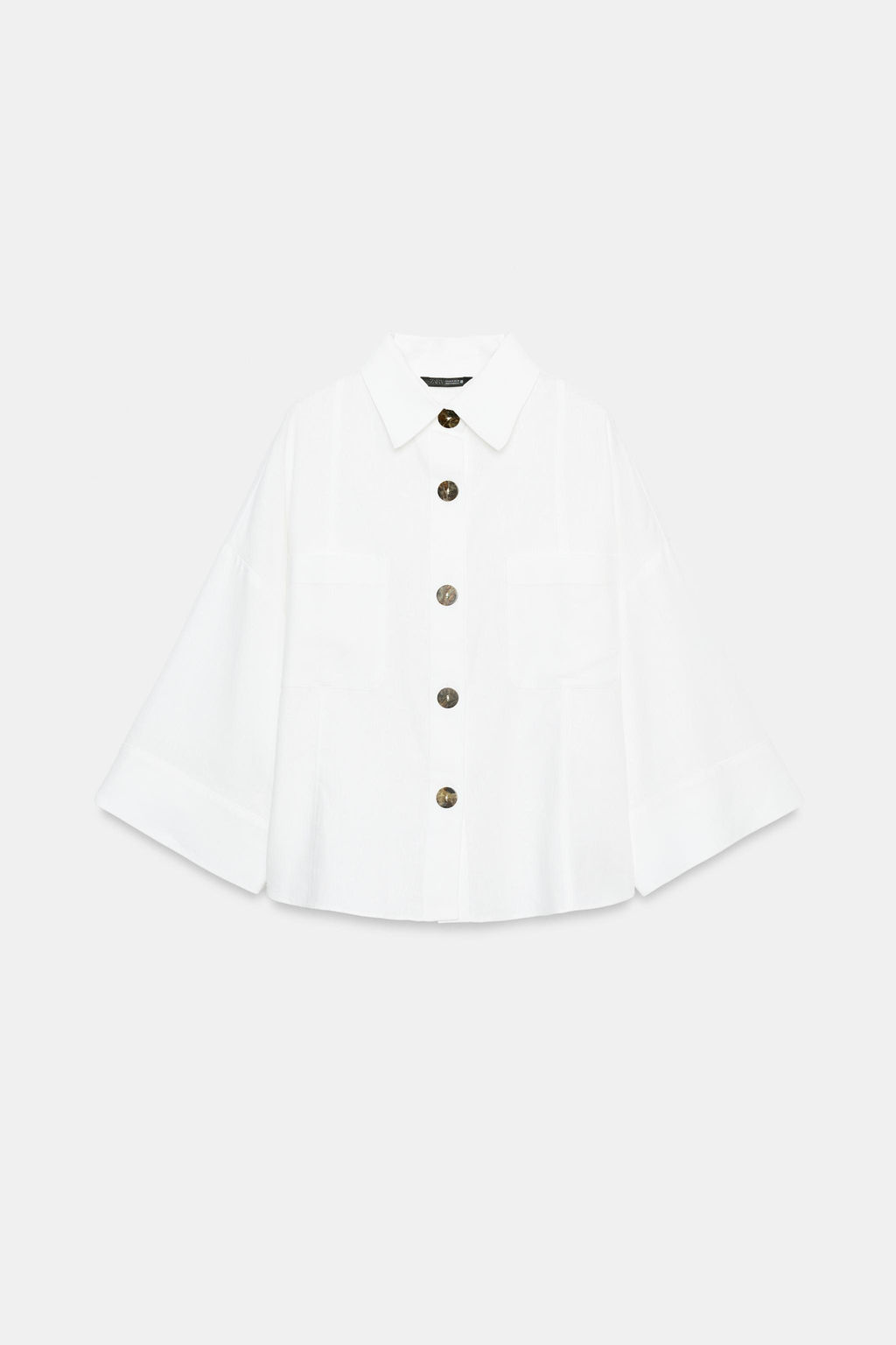 CAMISA CON LINO MANGA ANCHA / Blanco - Zara фото 4