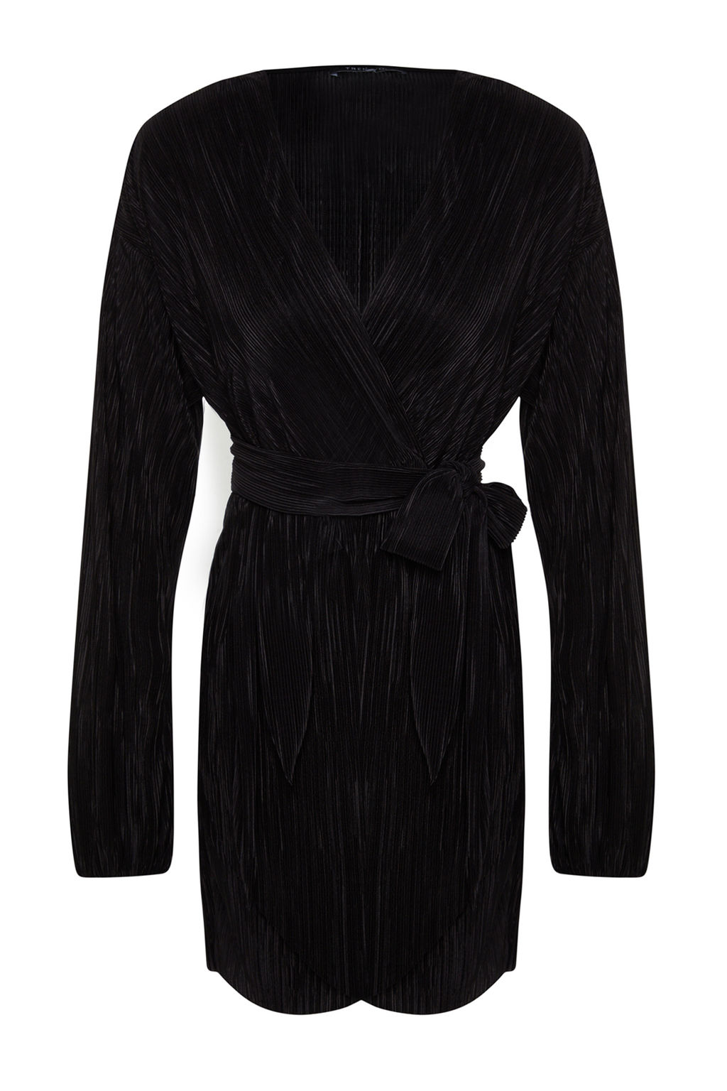 Siyah Kusakl? A-Kesim Astarl? Piliseli Orme K?sa S?k Abiye Gece Mezuniyet Elbisesi TPRAW24EL00108